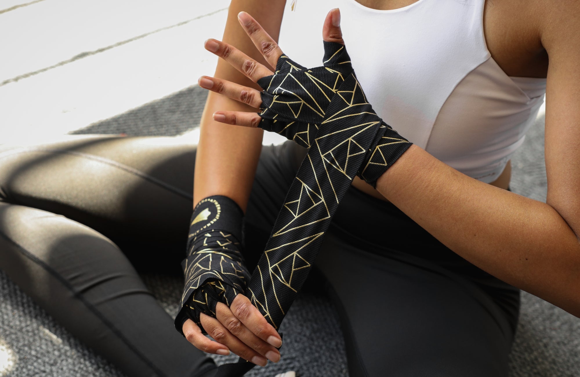 Athena Fightwear women's chic metallic gold boxing muay thai handwraps