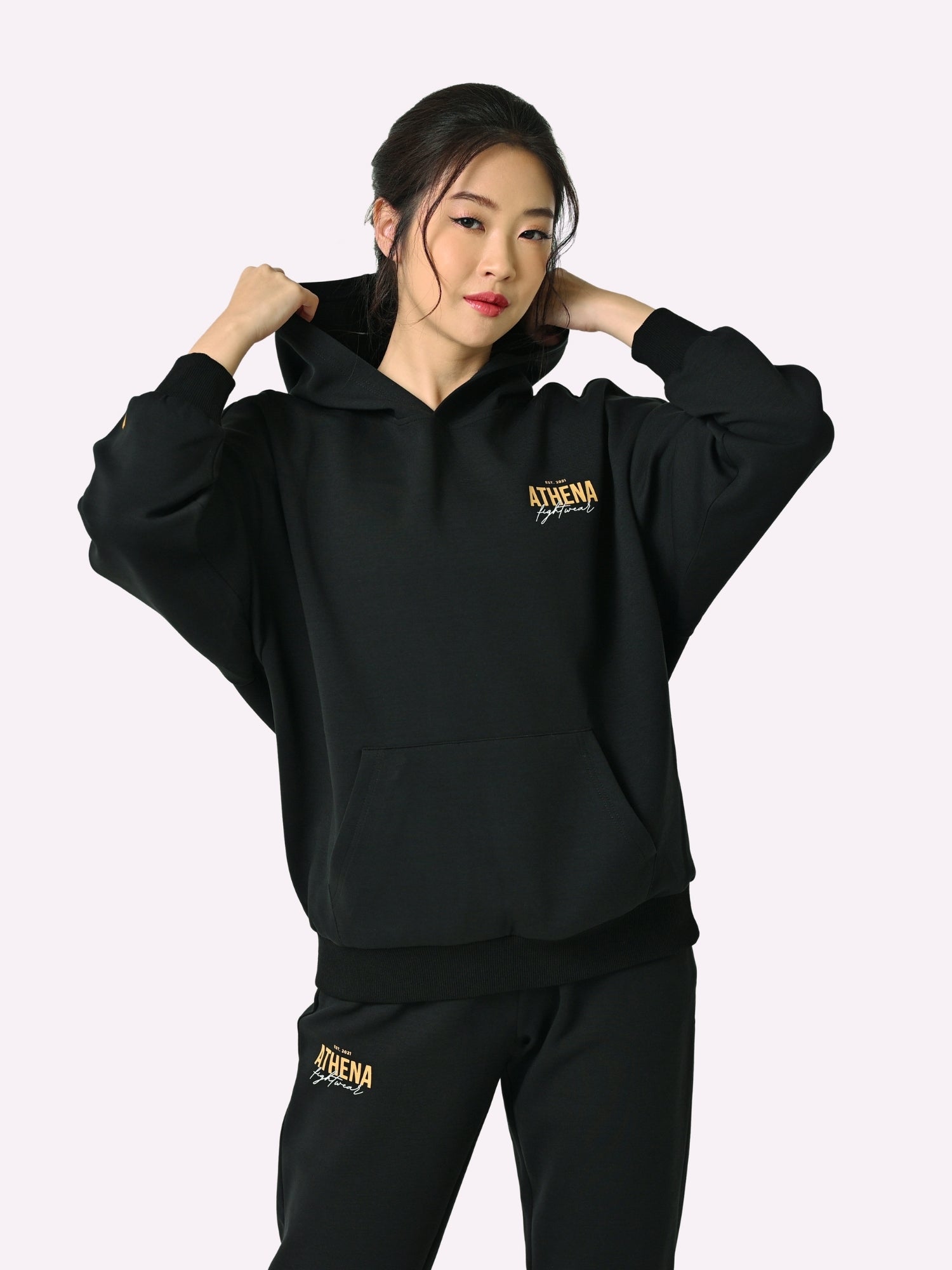 Athena Fightwear Women's Hoodie autumn winter combat sports martial arts muay thai boxing kickboxing jiujitsu bjj mma black