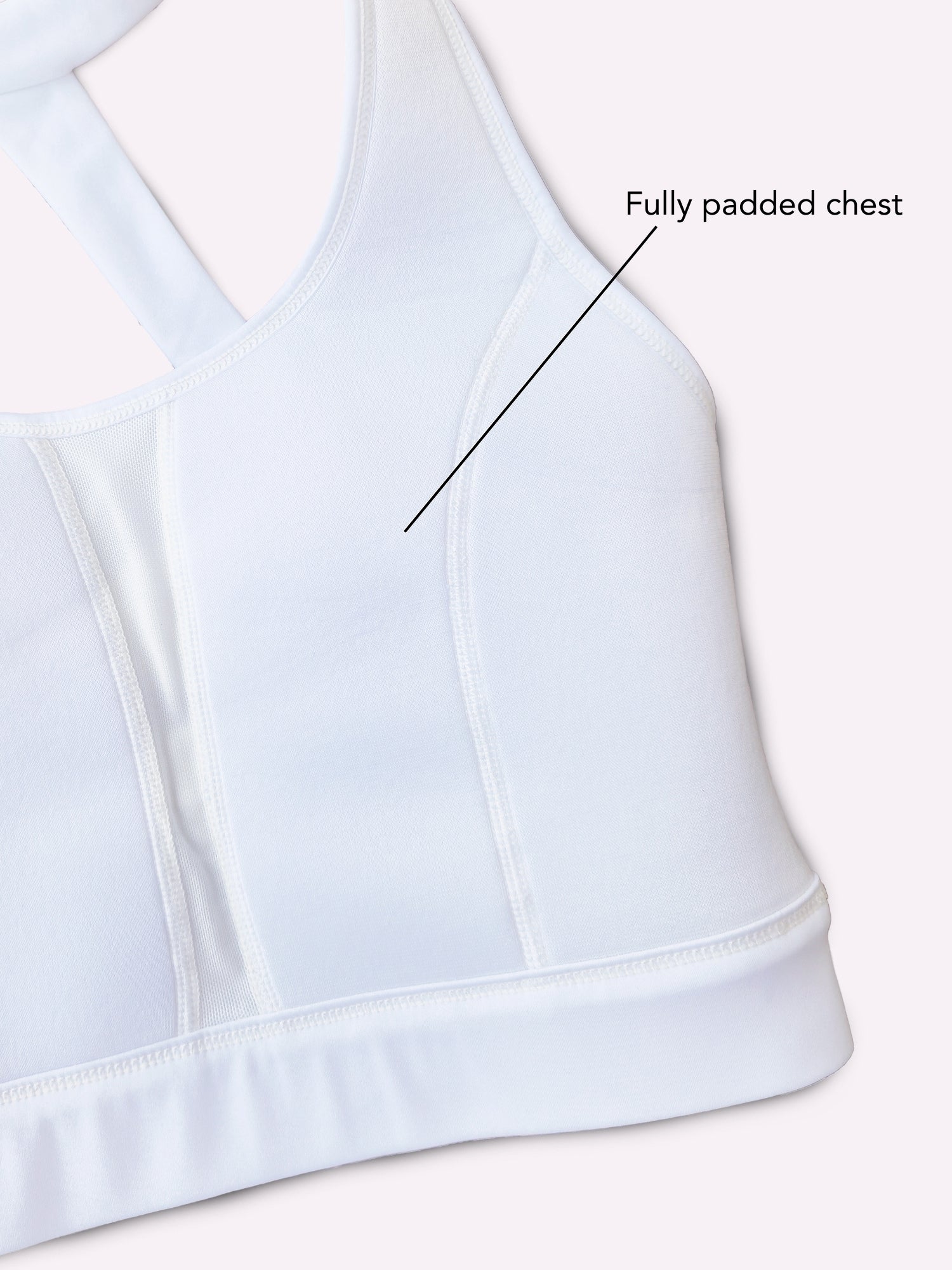 Athena Fightwear women's Athena Sports Bra with fully padded chest for support and full nipple and breast coverage no removable bra pads white gold