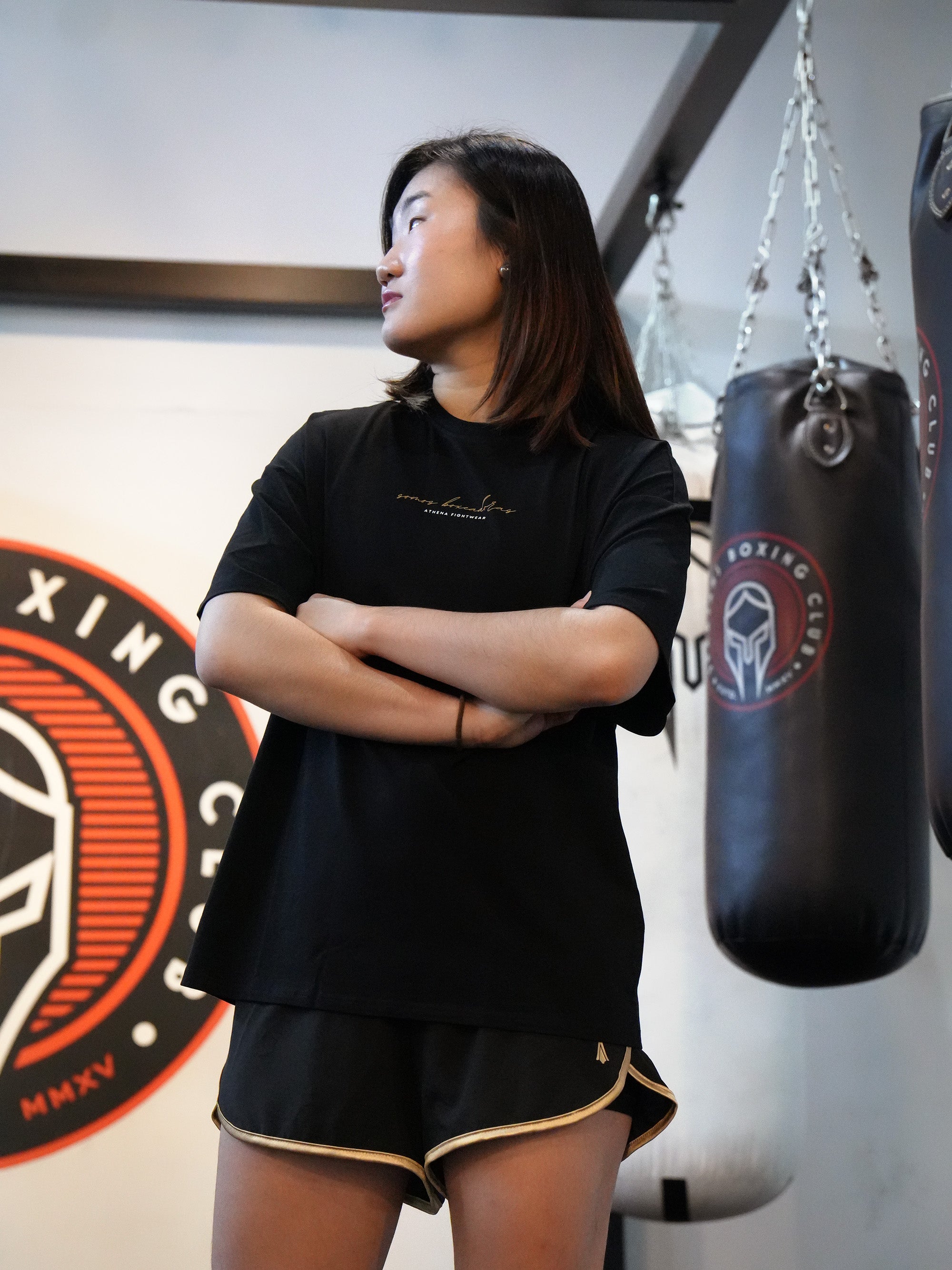 Athena Fightwear sonos boxeadoras club de chicas Boxing Tee for women oversized black