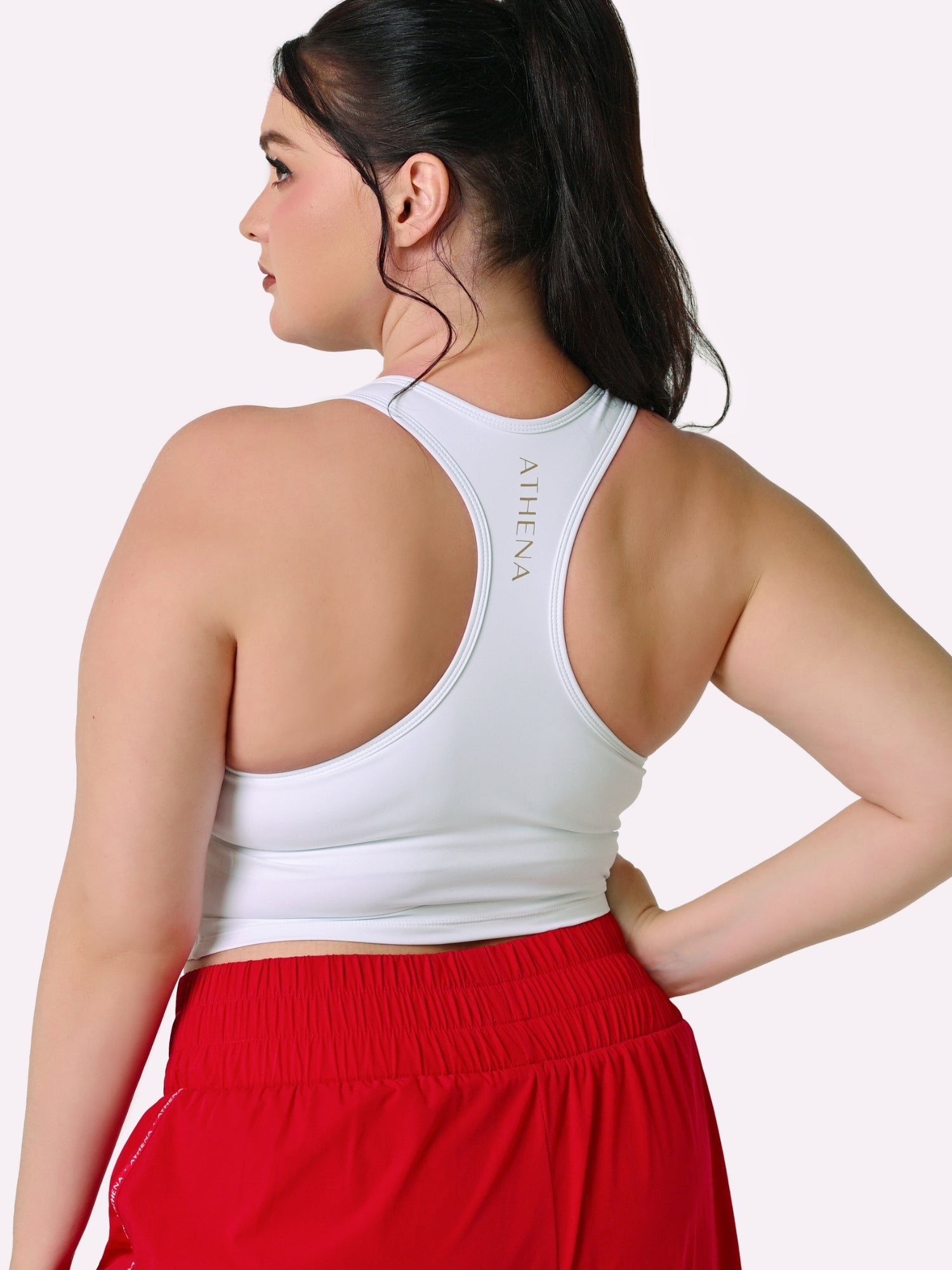 Athena Fightwear Diana Crop Top white for women built-in shelf bra