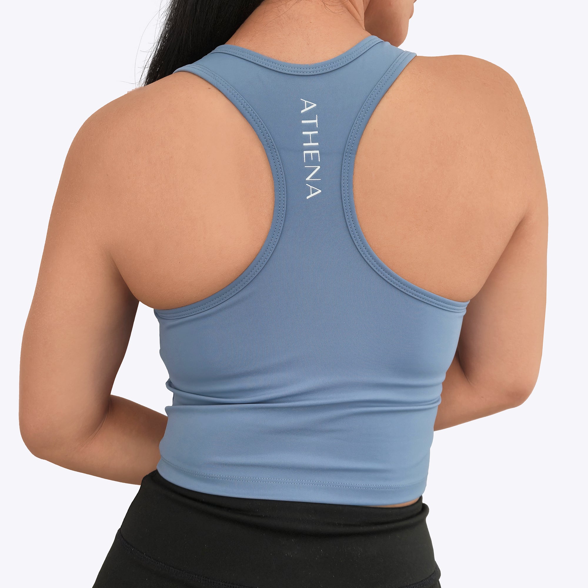 Diana Crop Top women's sports tank top with built in shelf bra for boxing muay thai taekwondo karate light blue