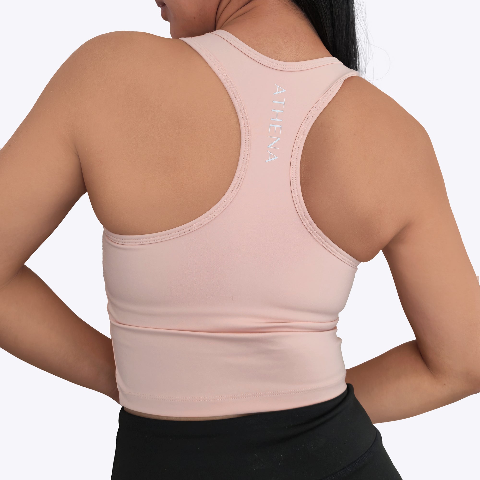 Athena Fightwear women's sports Diana crop top with built in shelf bra for boxing muay thai kickboxing taekwondo karate light pink