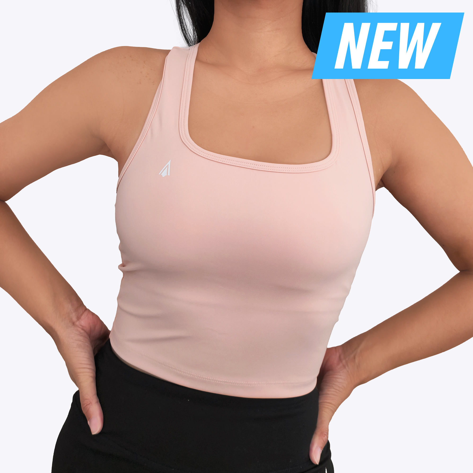 Athena Fightwear women's sports Diana crop top with built in shelf bra for boxing muay thai kickboxing taekwondo karate light pink