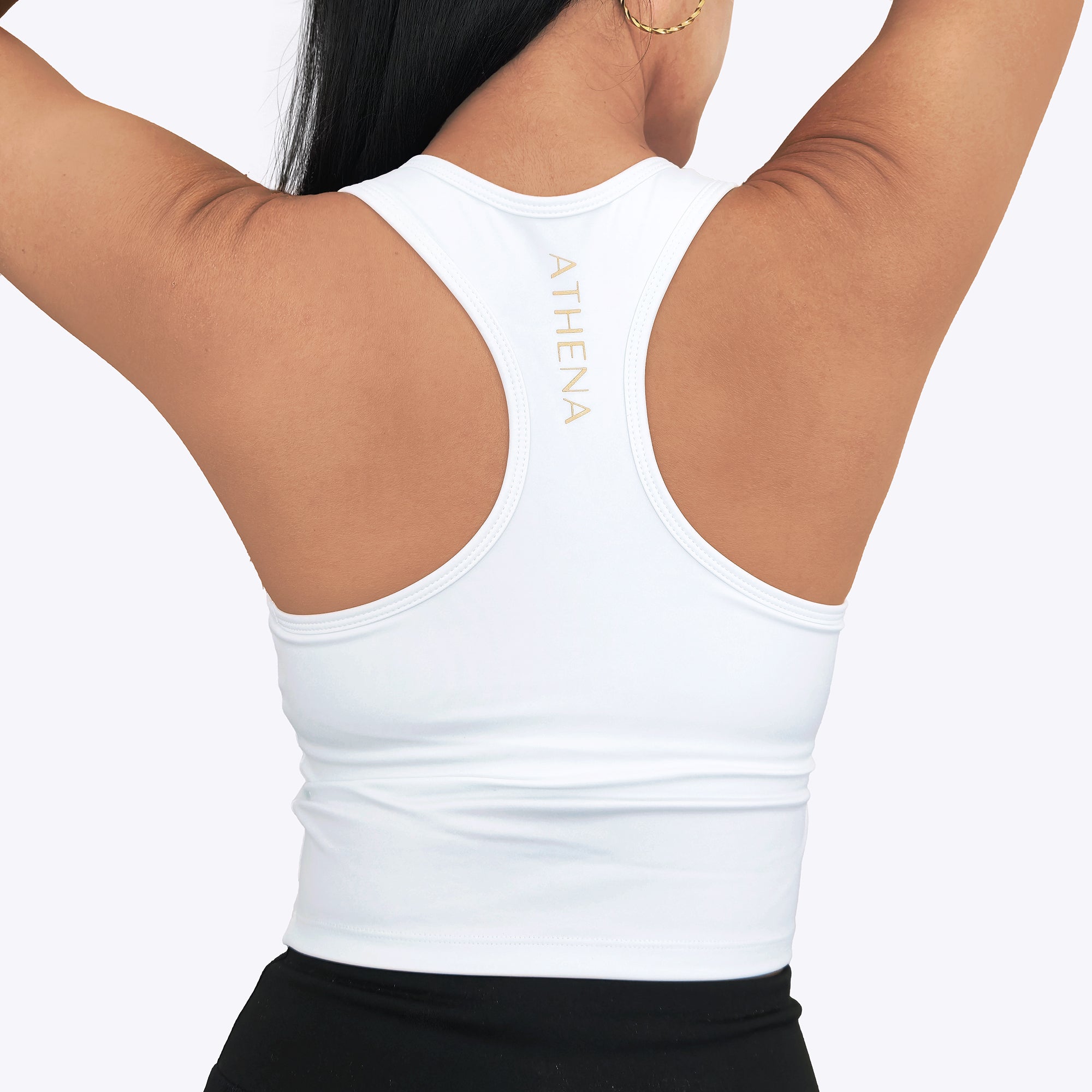 Diana Crop Top women's sports tank top with built in shelf bra for boxing muay thai taekwondo karate white