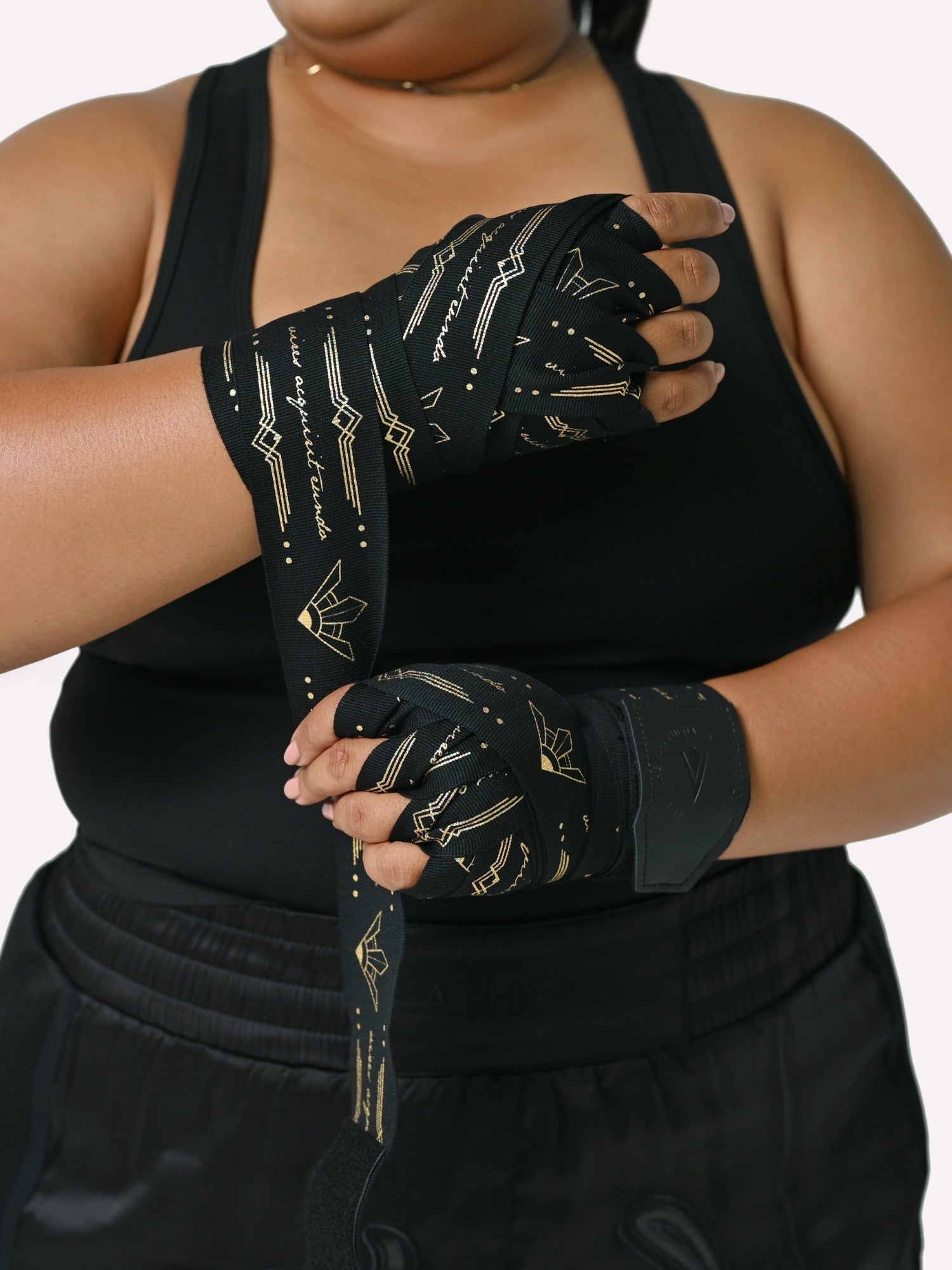 Athena Fightwear Diana Women's Boxing Handwraps Black Gold 4.5m 180" Length Wonder Woman Inspired