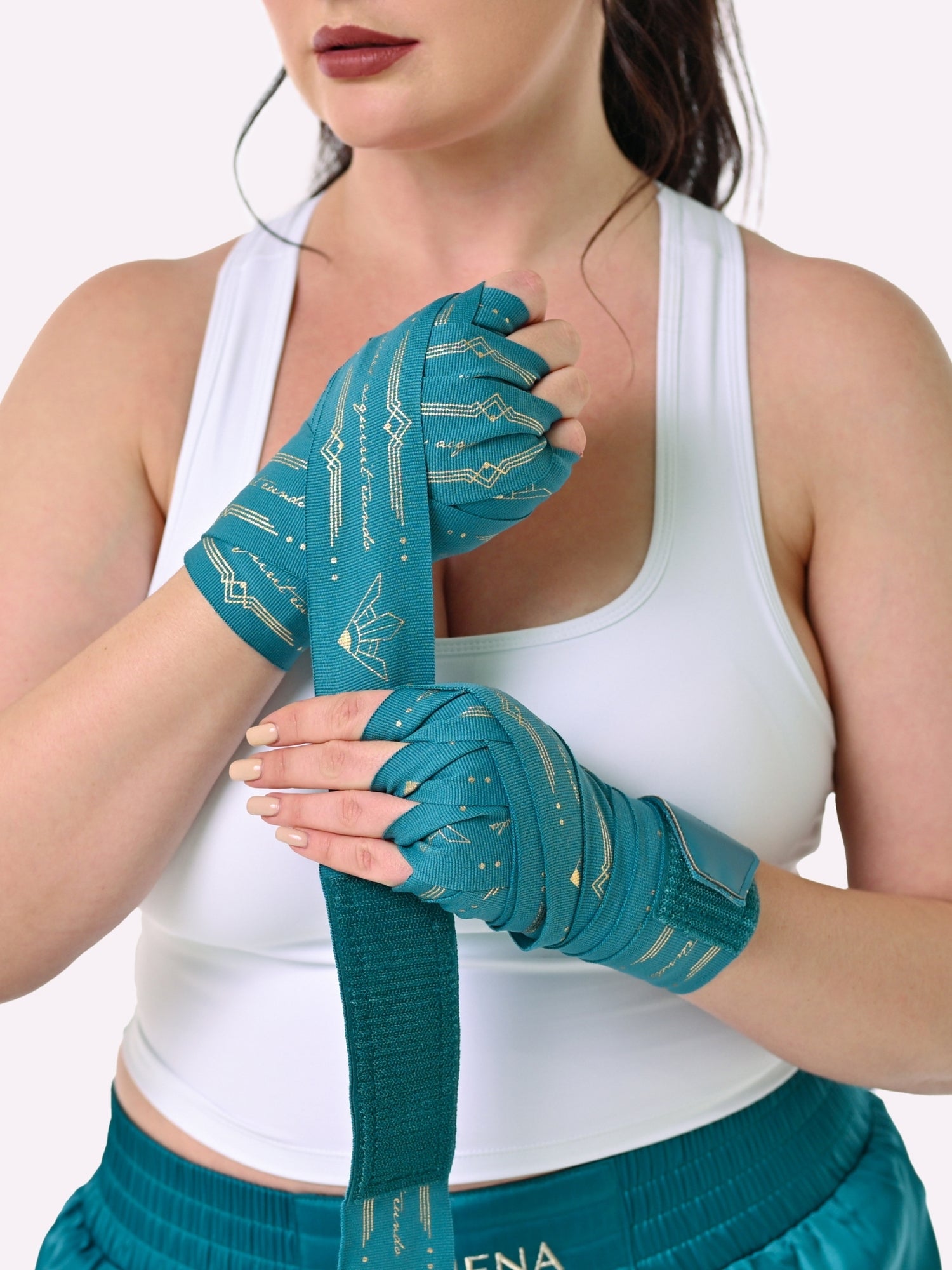 Athena Fightwear Women's Boxing Handwrap Teal Gold 4.5m 3m length for muay thai boxing kickboxing MMA