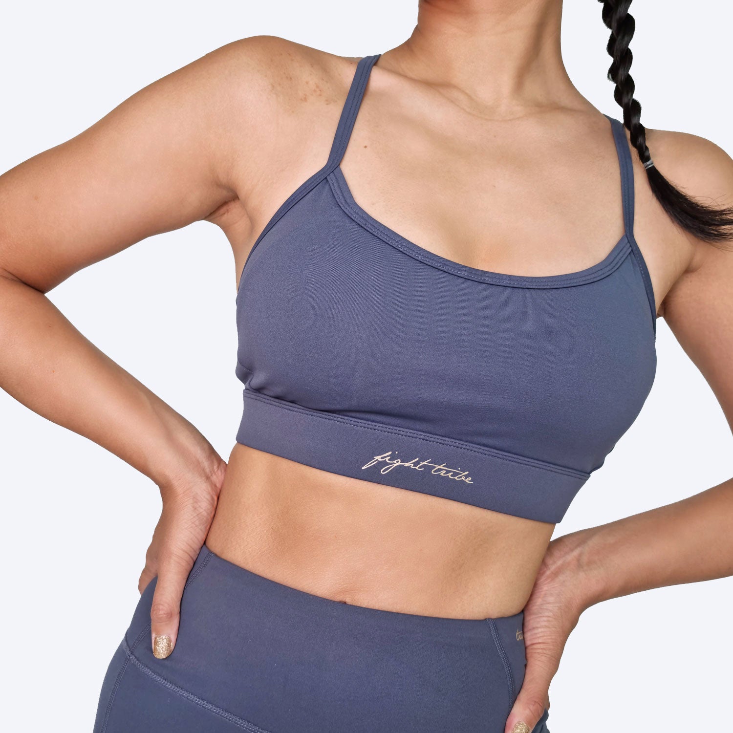 Eris Sports Bra (Stone Blue) - sports bra for kickboxing, muay thai, boxing,  mixed martial arts and other combat sports