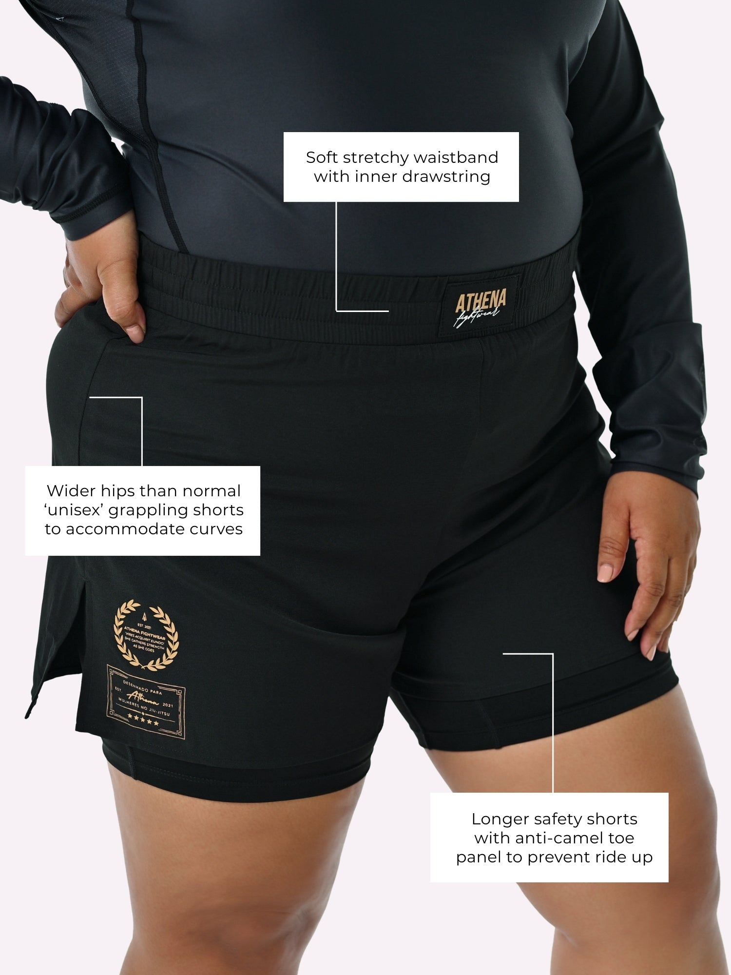 Athena Fightwear Women's Grappling Shorts for BJJ nogi MMA black