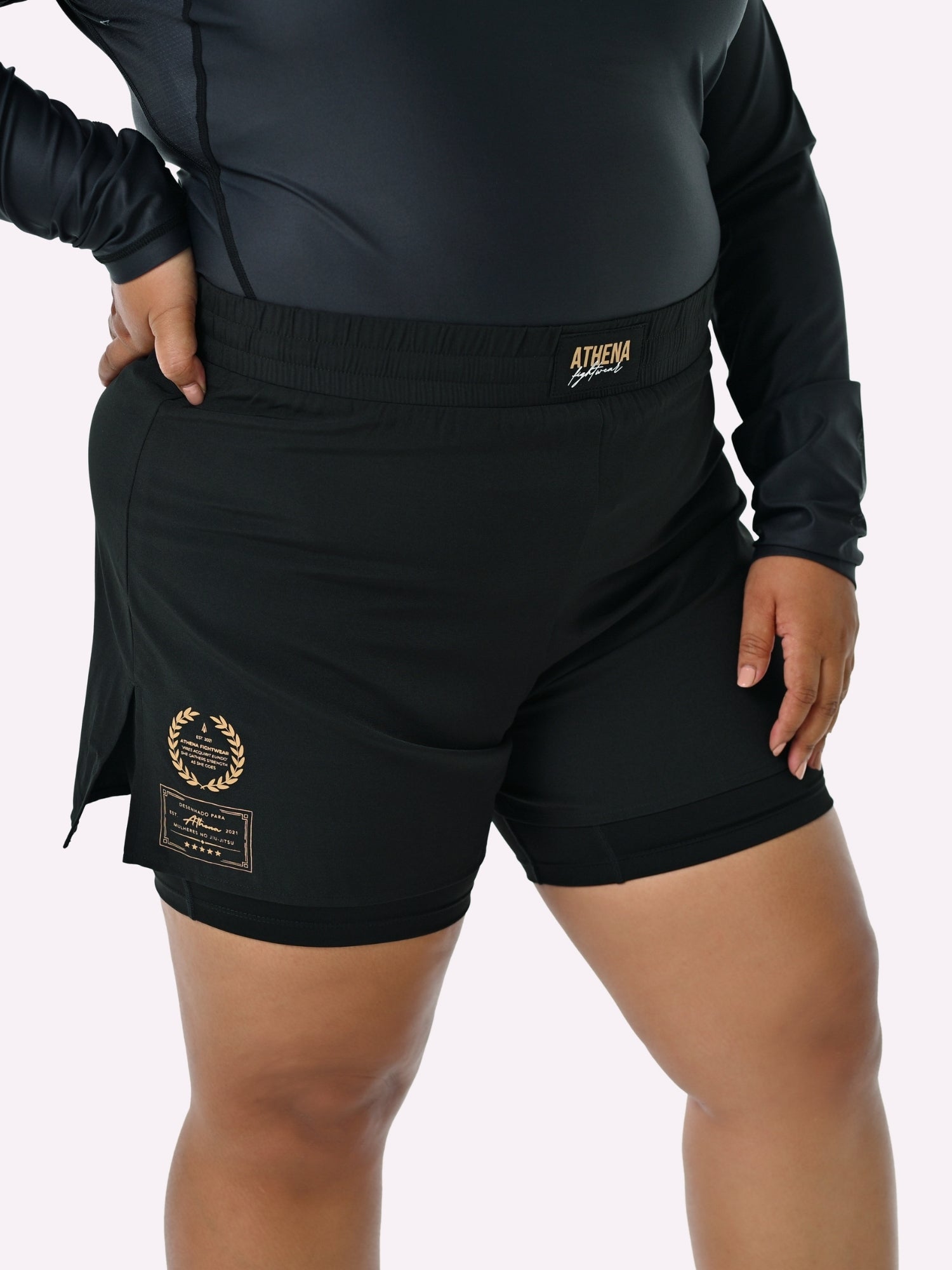 Athena Fightwear Women's Grappling Shorts for BJJ nogi MMA black