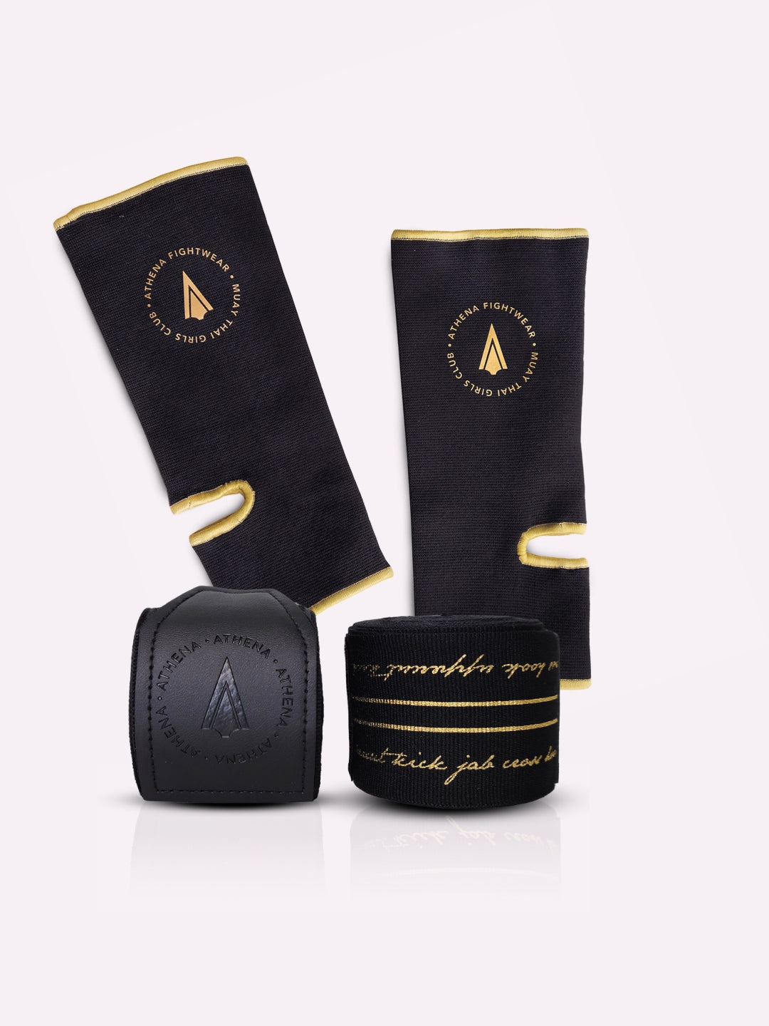 Muay Thai Bundle Handwrap & Ankle Support (Black)