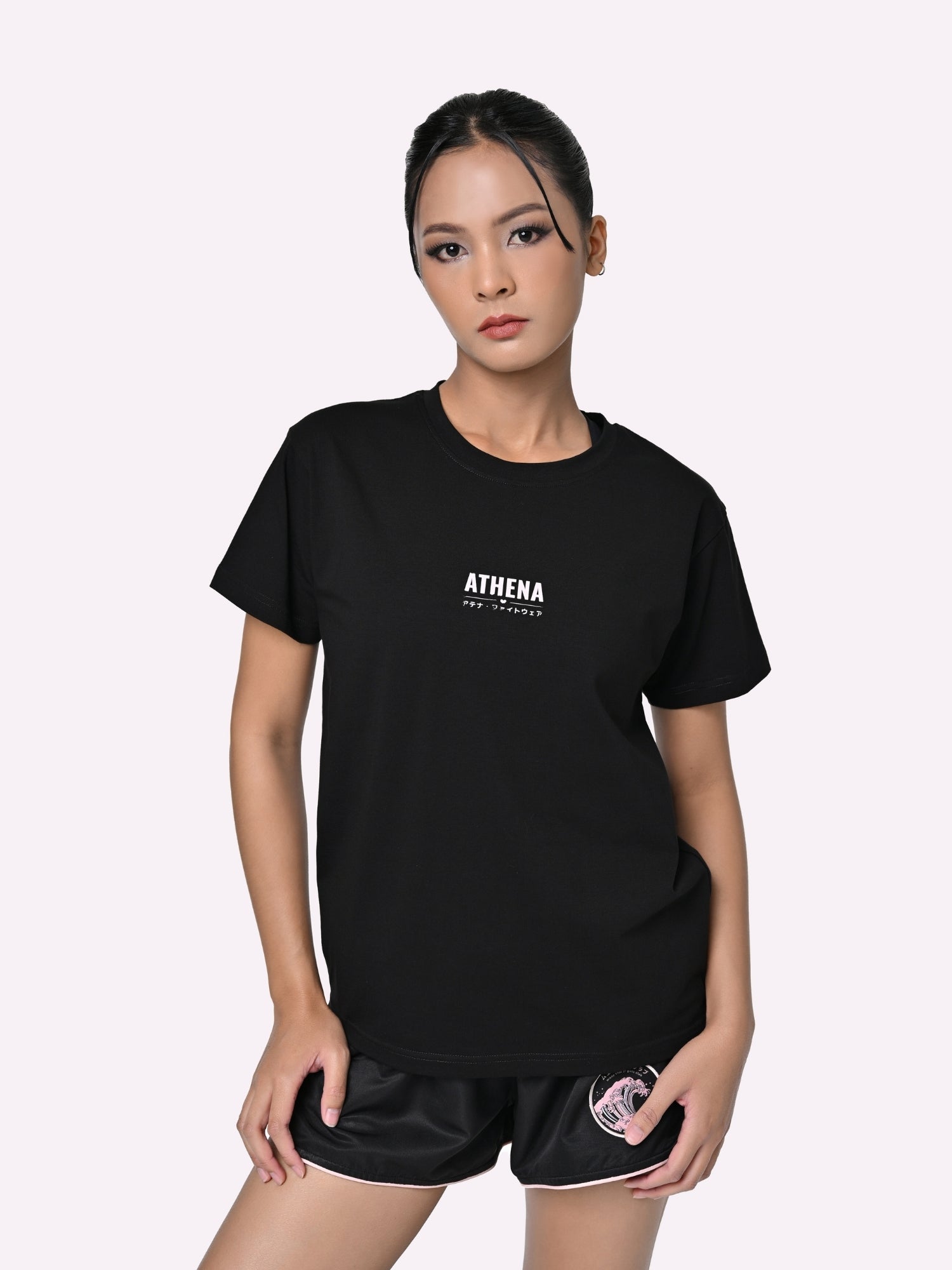 Athena Fightwear Ryoko japanese inspired muay thai t shirt kanji black pink