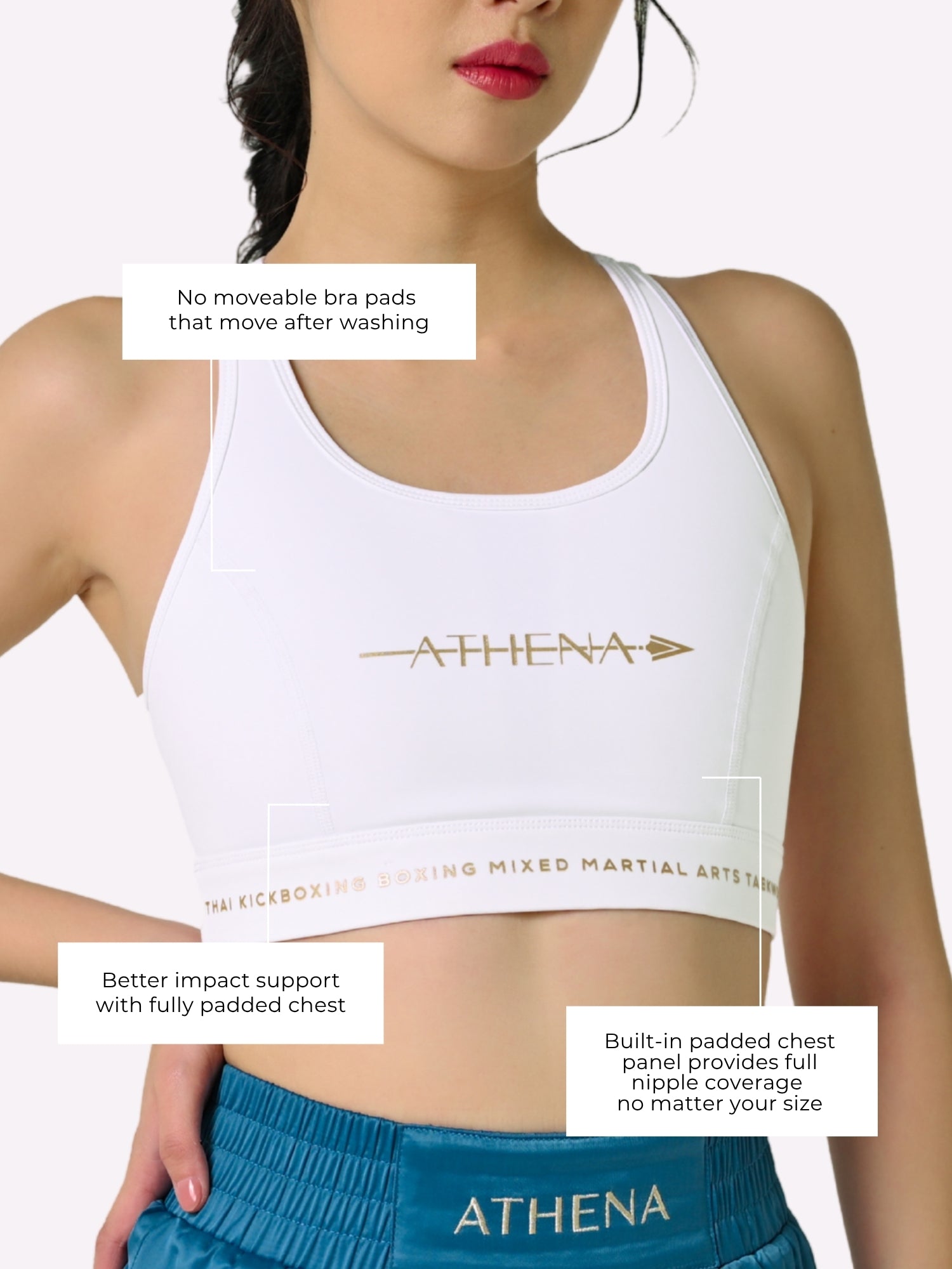 Athena Fightwear Thessalia Sports Bra white gold with built-in chest bra padding