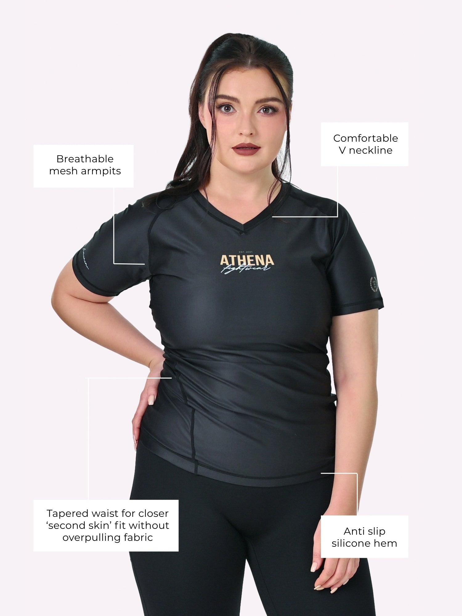 Athena Short Sleeve Nogi Rashguard (Black/Dijon)