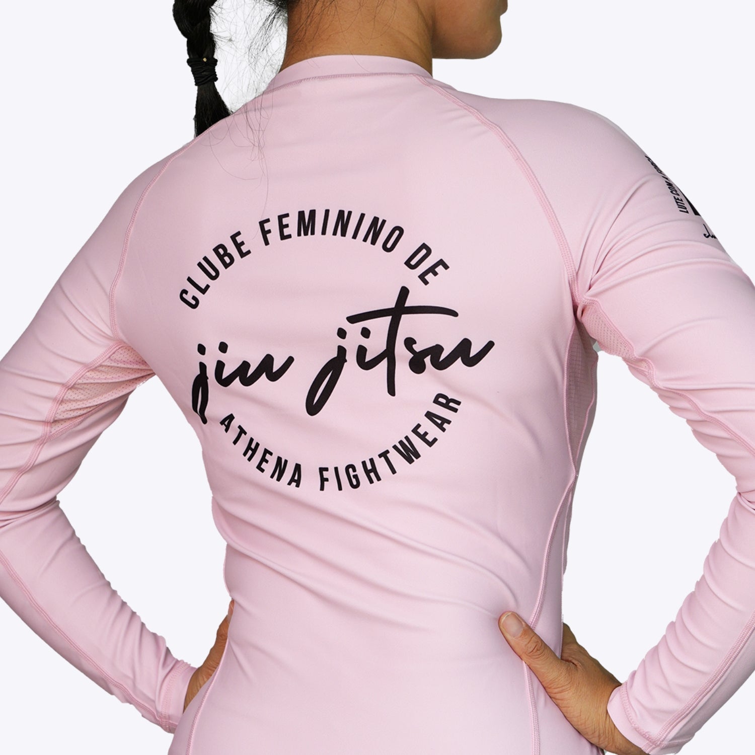 Athena Fightwear BJJ nogi rashguard Portuguese women's jiujitsu club light pink