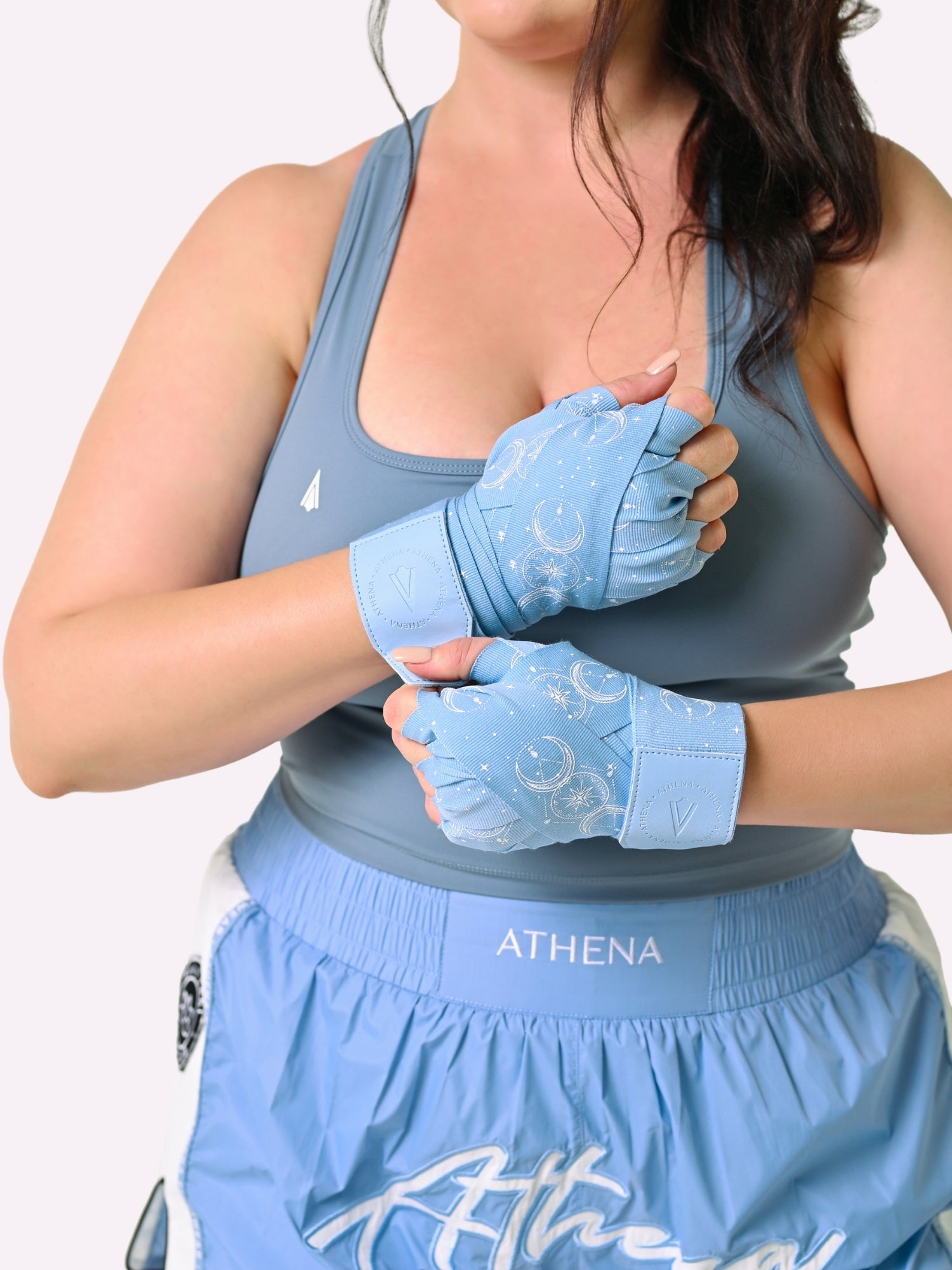 Athena Fightwear Serena Handwraps Light Blue inspired by Sailor Moon for women boxing muay thai kickboxing MMA 4.5m and 3m length