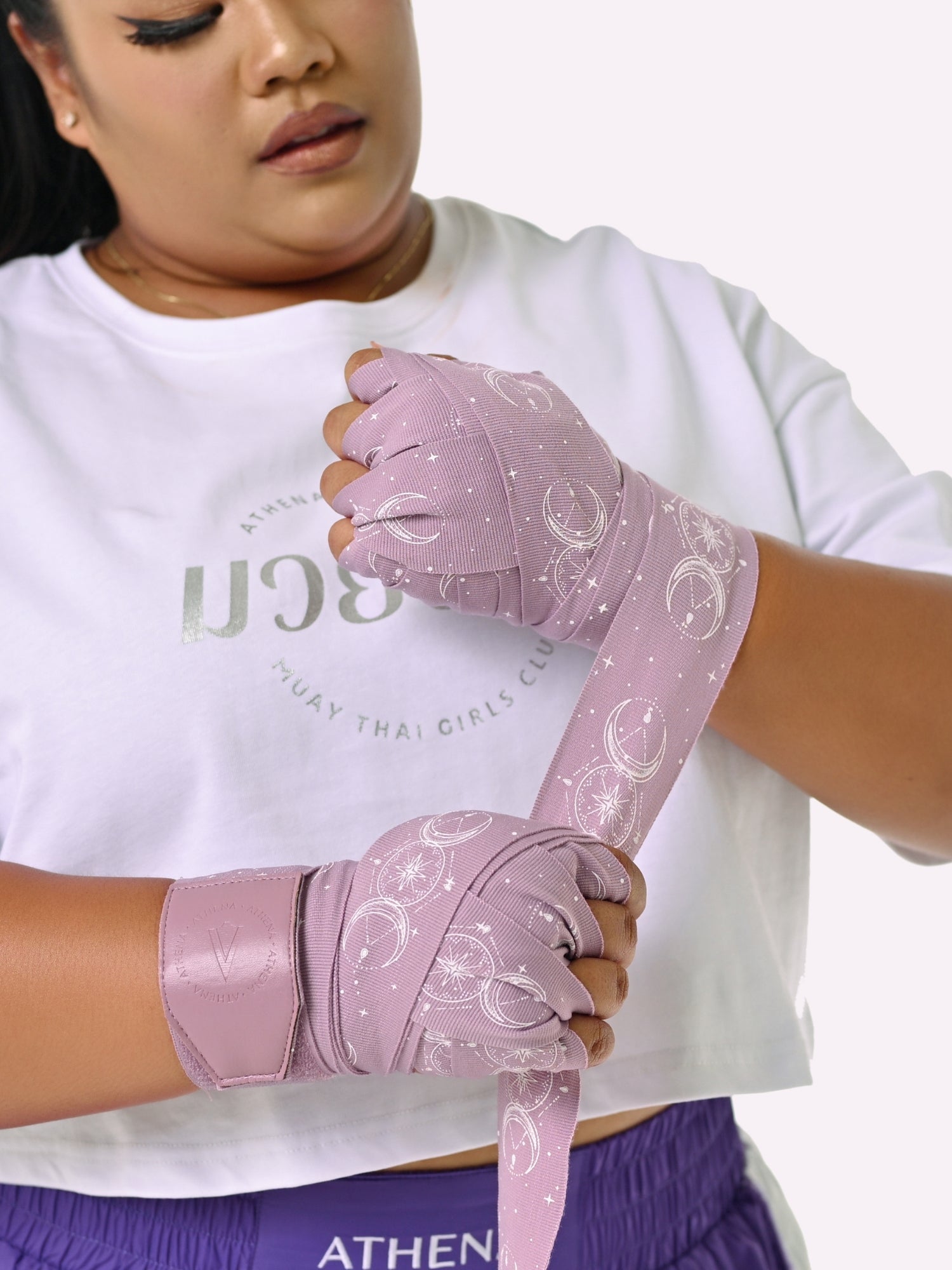 Athena Fightwear Serena Handwraps Mauve Purple inspired by Sailor Moon for women's boxing muay thai kickboxing MMA 4.5m and 3m length