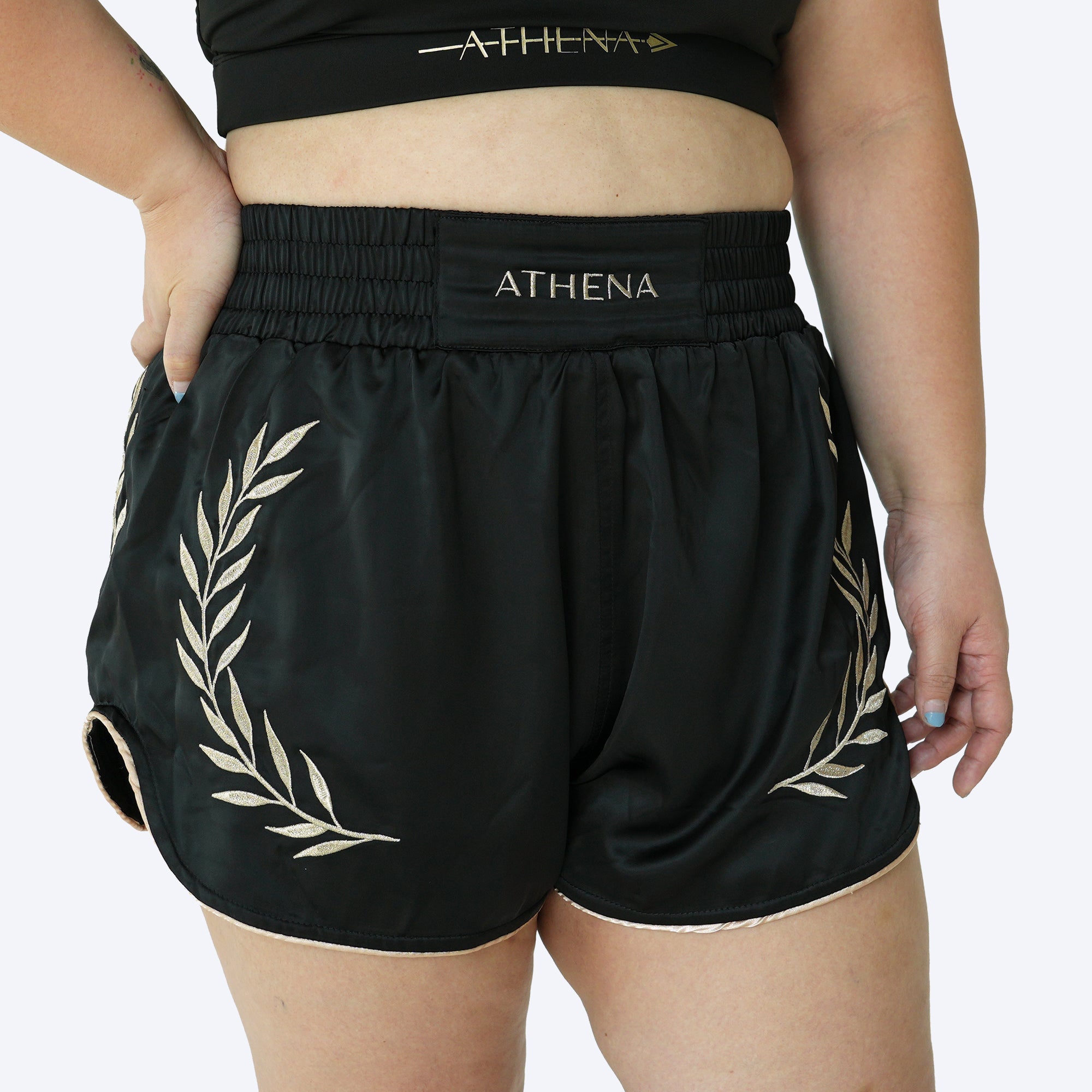 PREORDER - Athena Muay Thai Shorts (Black/Gold)