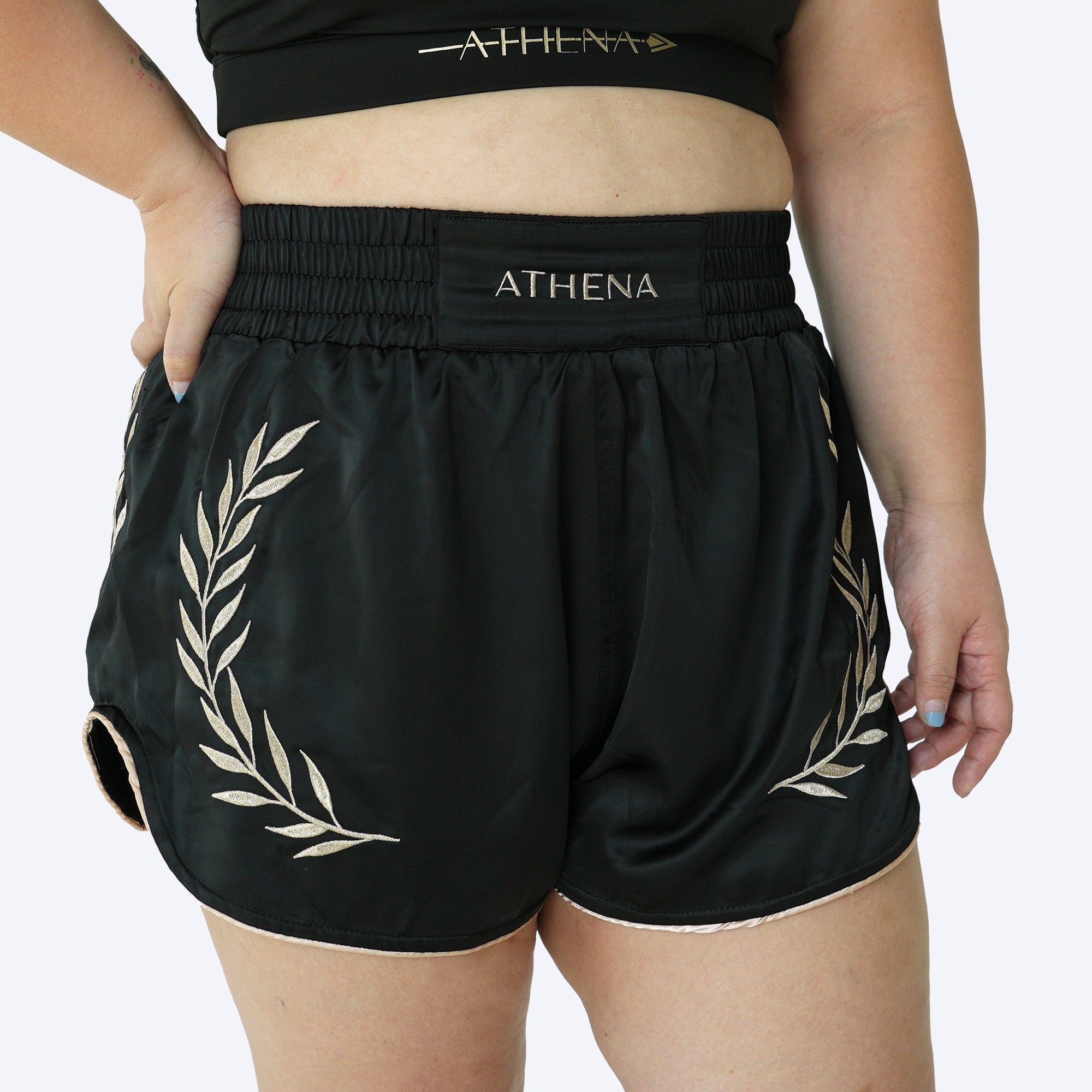 Athena Muay Thai Shorts (Black/Gold)