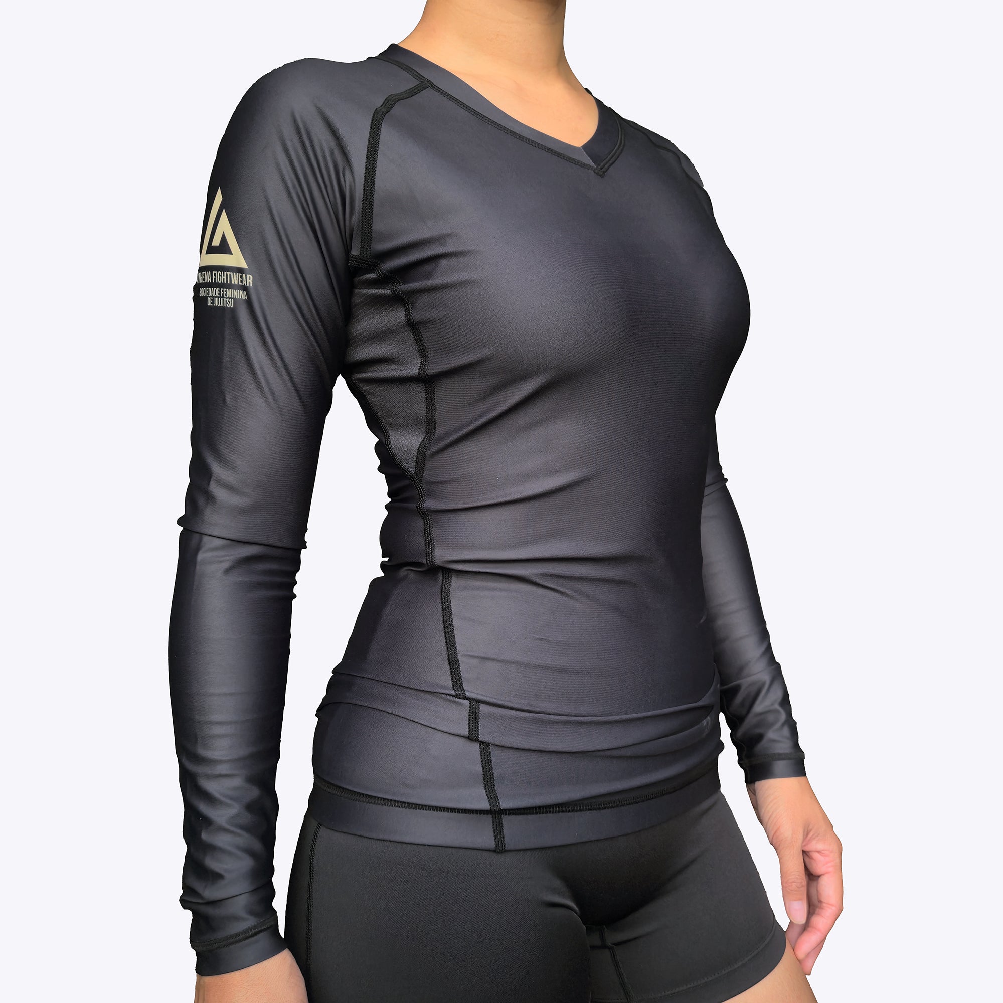 Athena Fightwear women's nogi bjj rashguard black gold Lua v2