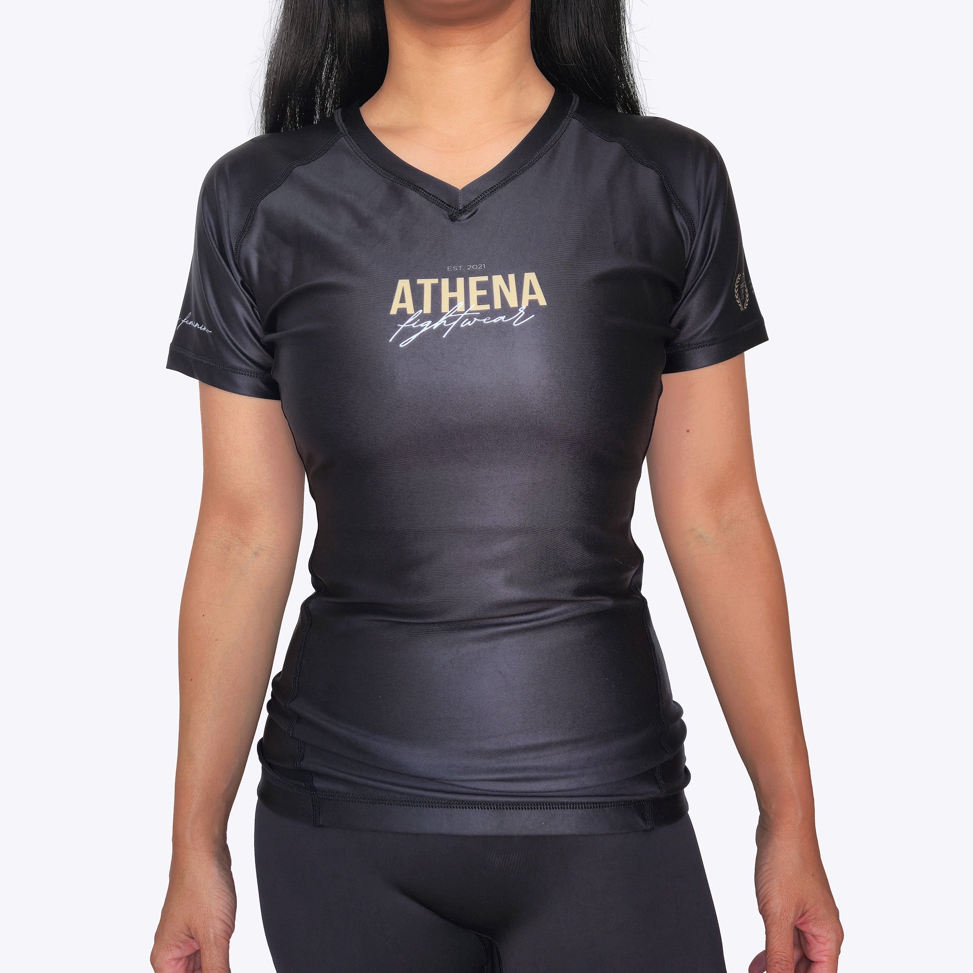 Athena Short Sleeve Nogi Rashguard (Black/Dijon)