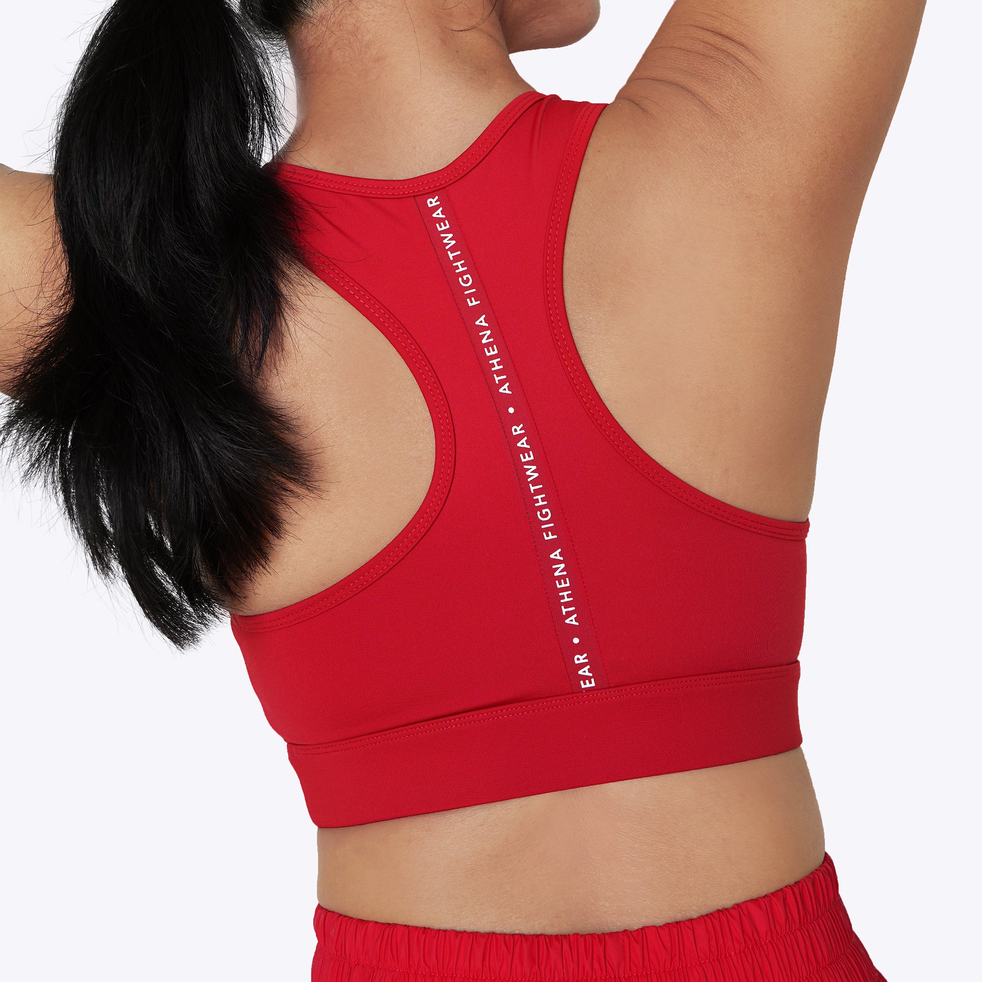 Athena Fightwear red fight racer back sports bras for muay thai boxing kickboxing competition