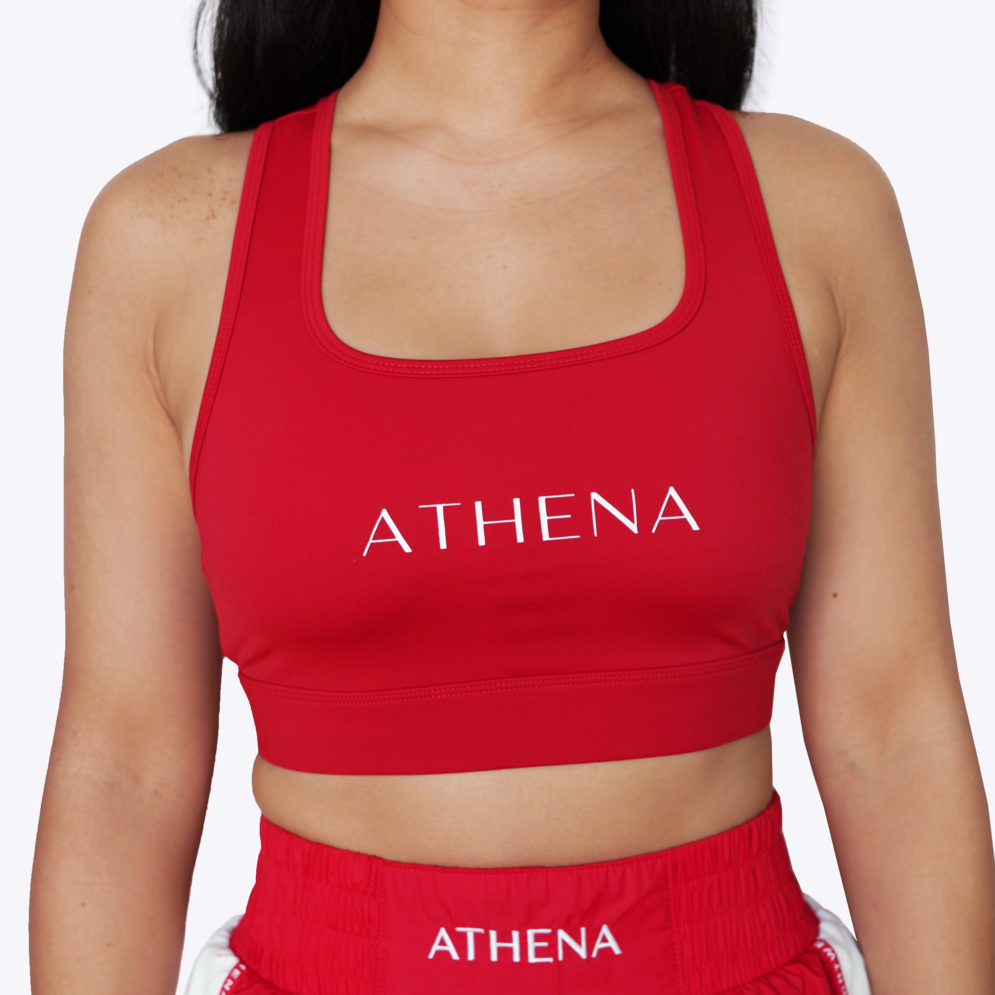 Athena Fightwear red fight racer back sports bras for muay thai boxing kickboxing competition