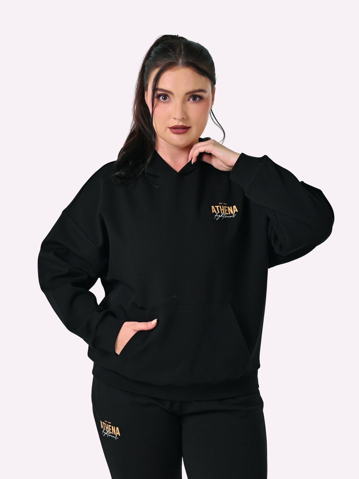 Athena Fightwear Women's Hoodie autumn winter combat sports martial arts muay thai boxing kickboxing jiujitsu bjj mma black