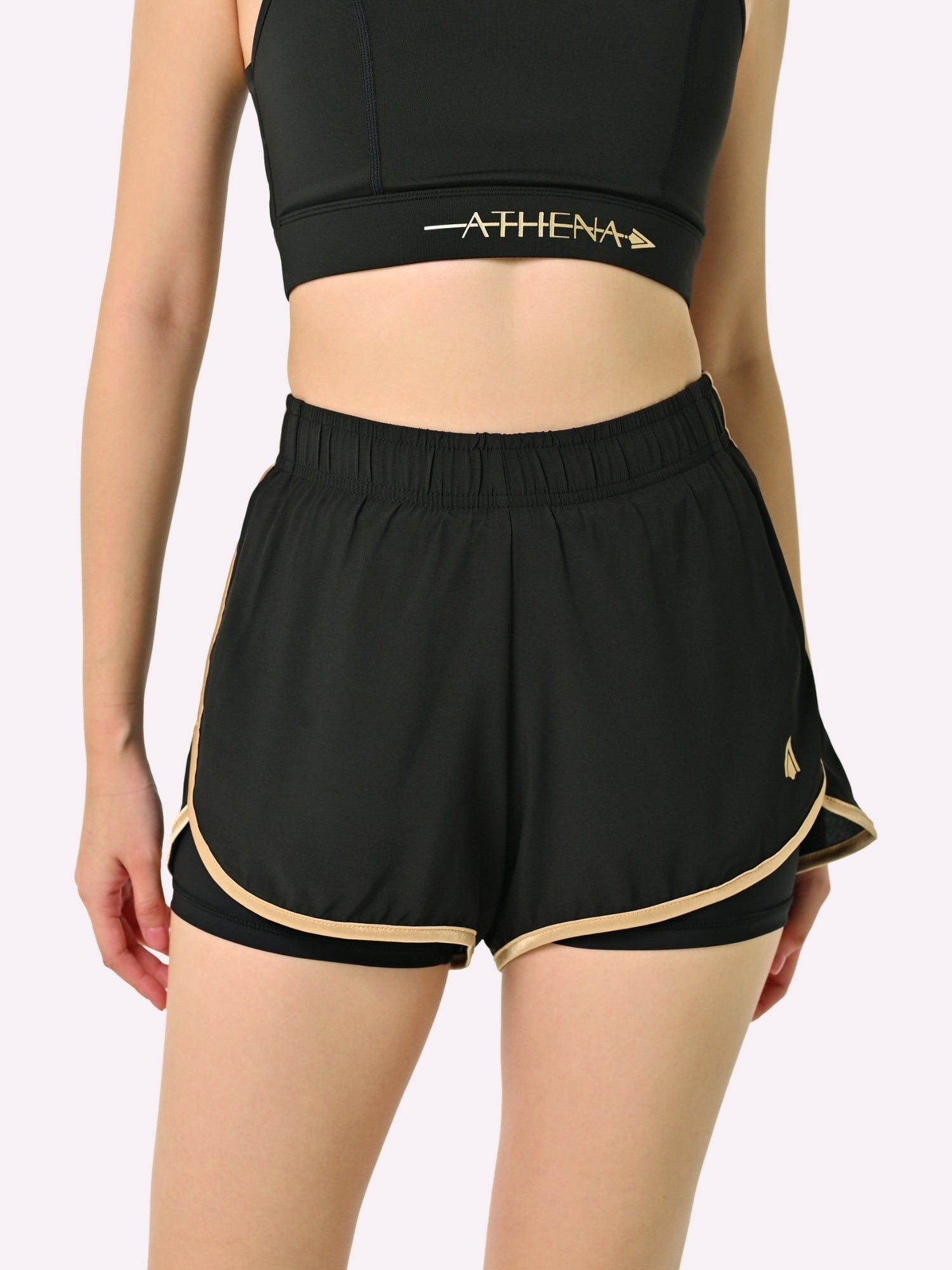 Athena Fightwear basics shorts black gold for women's muay thai kickboxing boxing