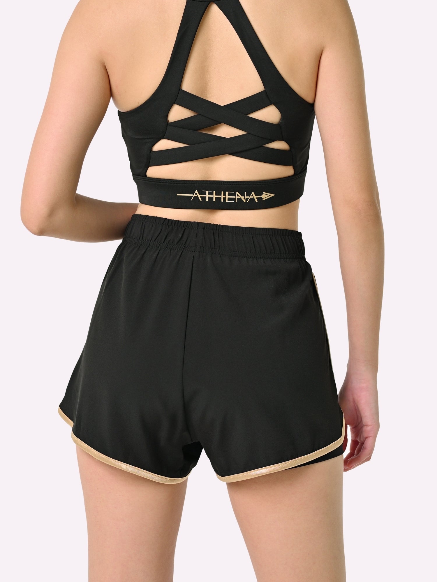 Athena Fightwear basics shorts black gold for women's muay thai kickboxing boxing