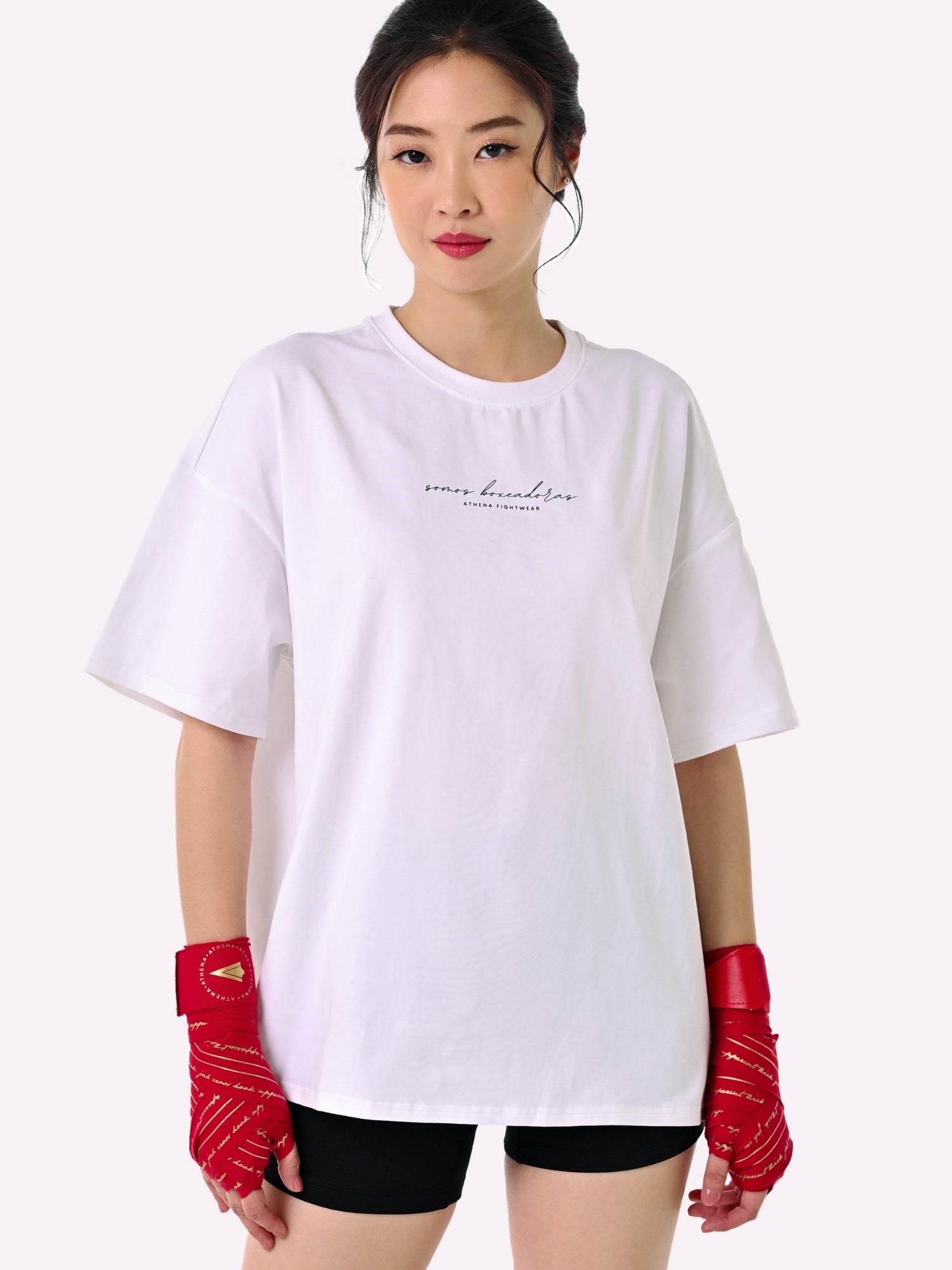 Athena Fightwear Boxeadoras Women's Boxing Club Oversized Tee Shirt White somo boxeadoras boxing club de chicas