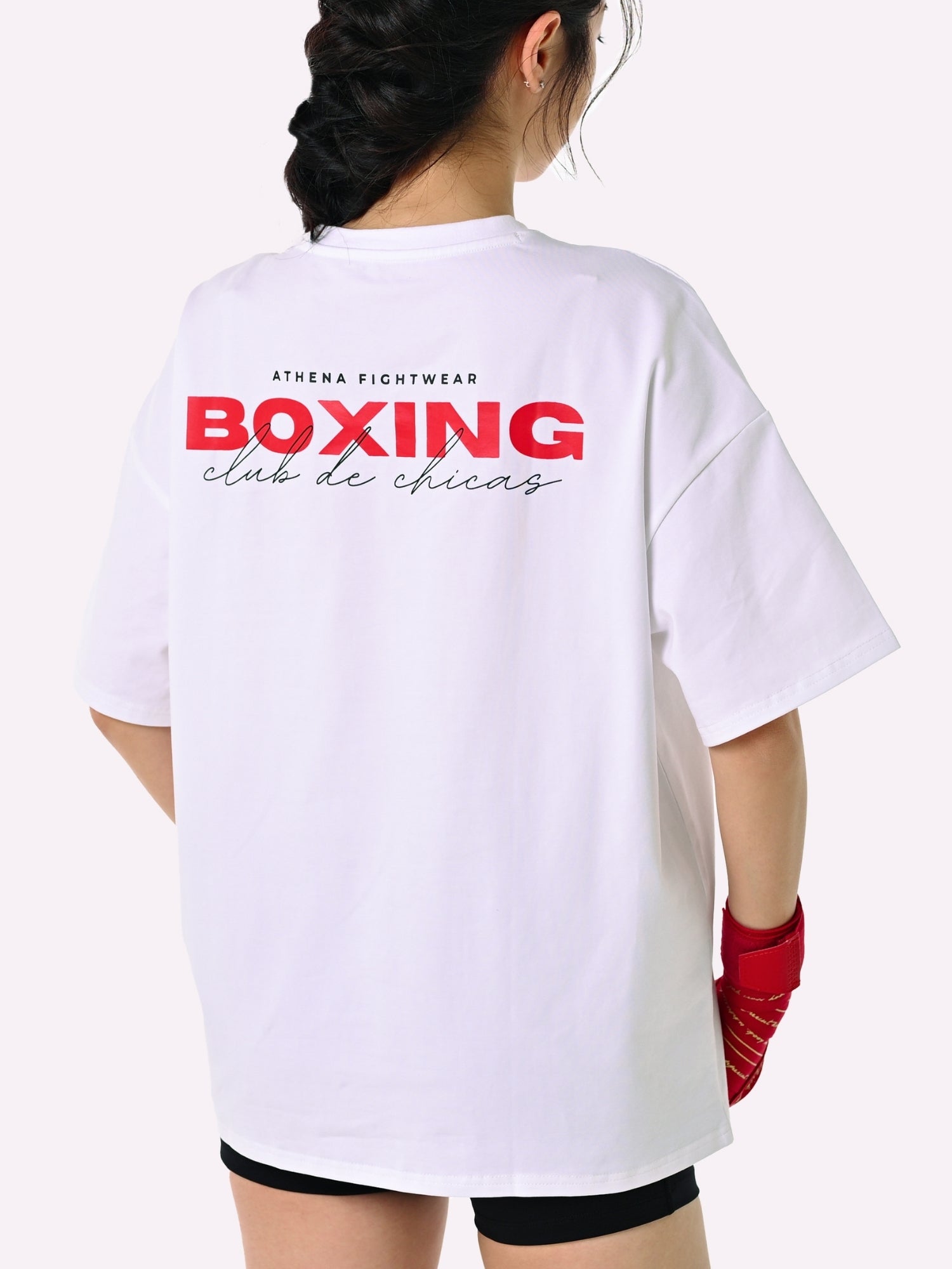 Athena Fightwear Boxeadoras Women's Boxing Club Oversized Tee Shirt White somo boxeadoras boxing club de chicas