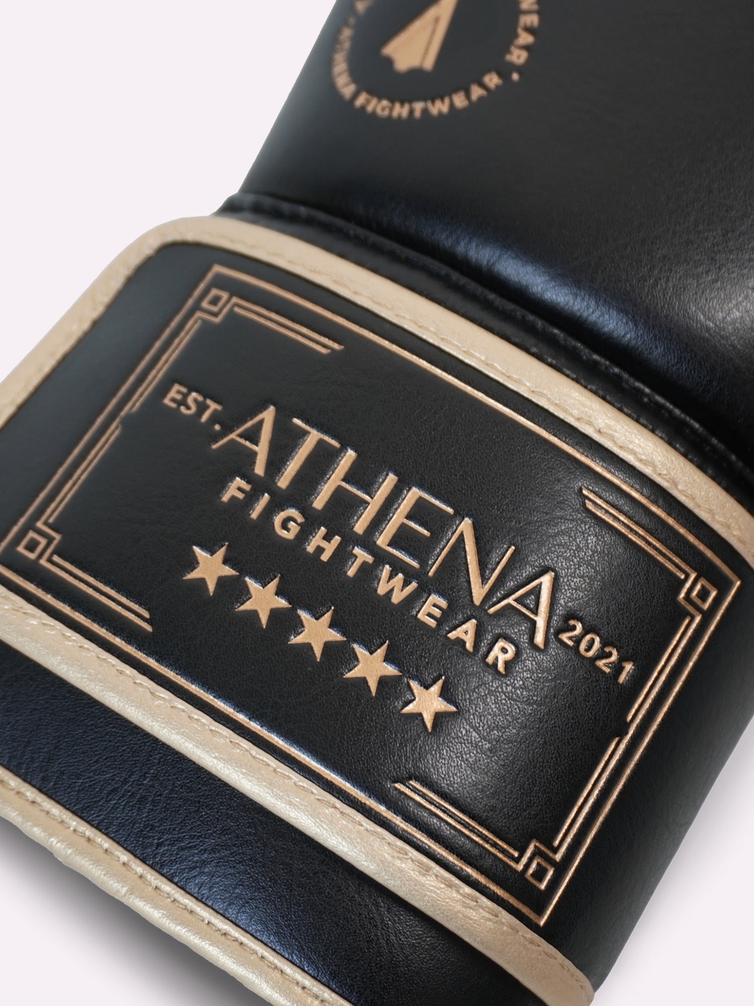 Athena Fightwear Black and Gold women's boxing gloves hybrid boxing and muay thai kickboxing 12oz 