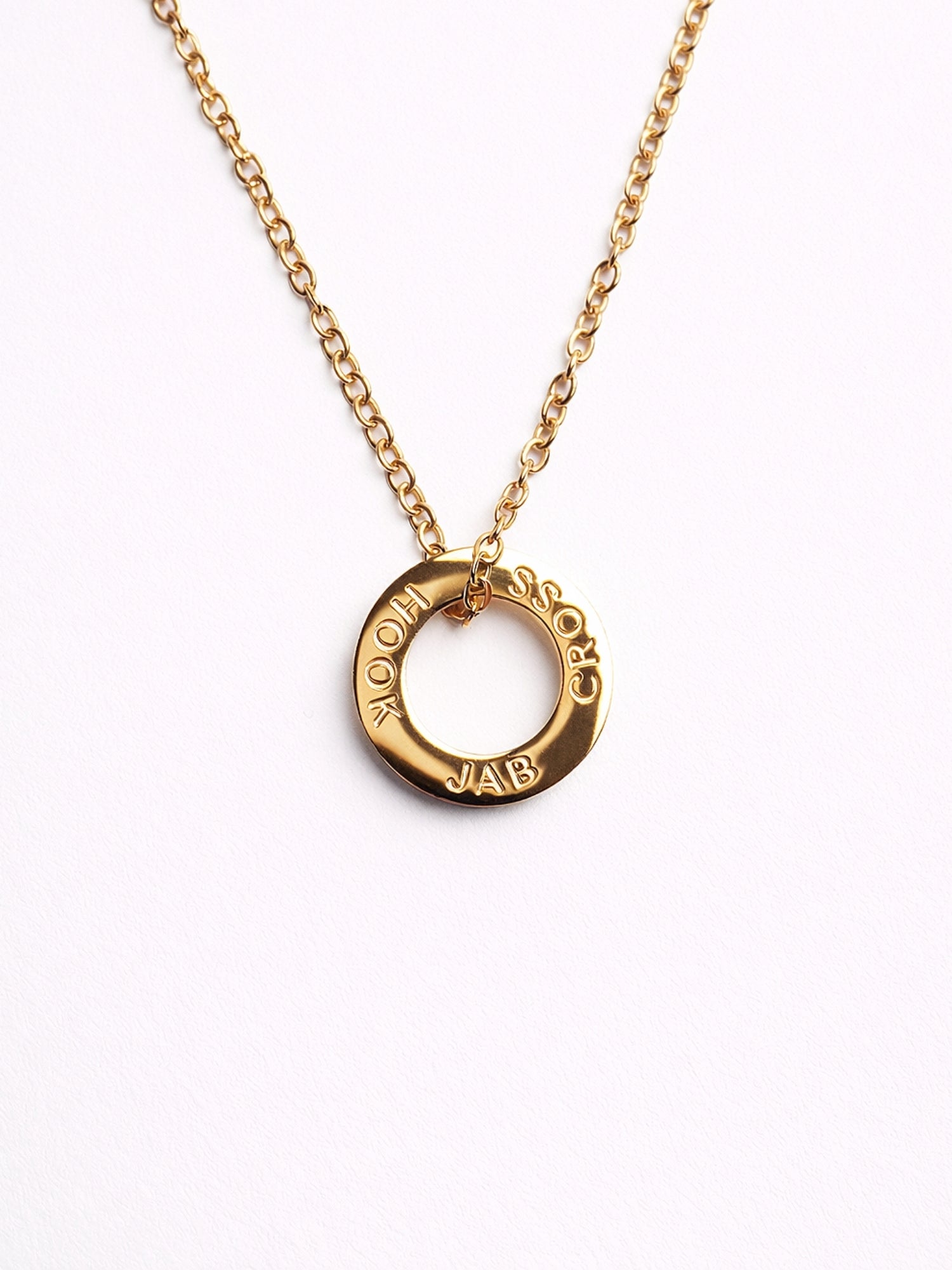 Athena Fightwear women's combat sports jewellery ladies boxing necklace 18K PVD plated tarnish free gold jab cross hook