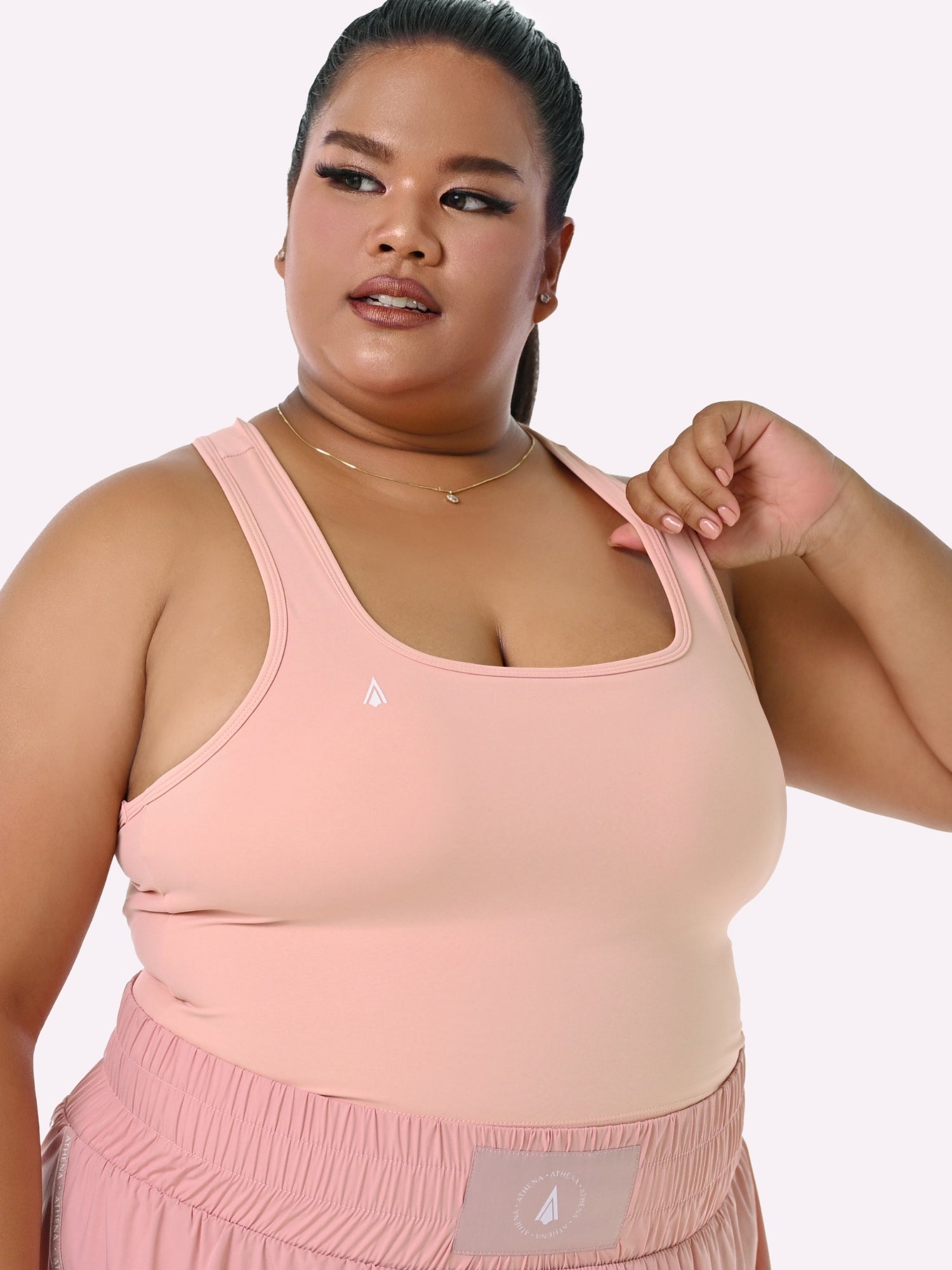 Athena Fightwear Diana Crop Top for women with built in shelf bra light pink