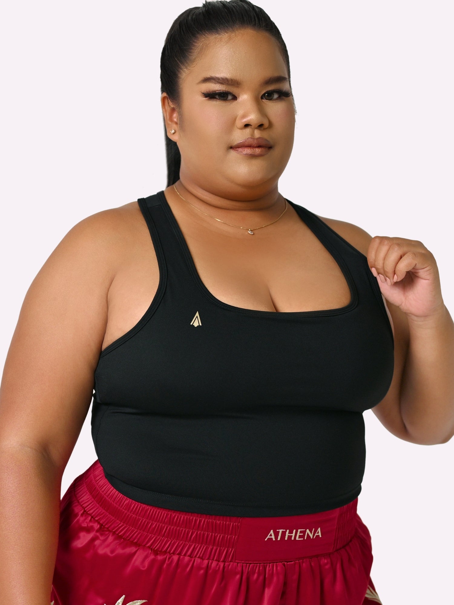 Athena Fightwear Diana Crop Top for women with built-in shelf bra black