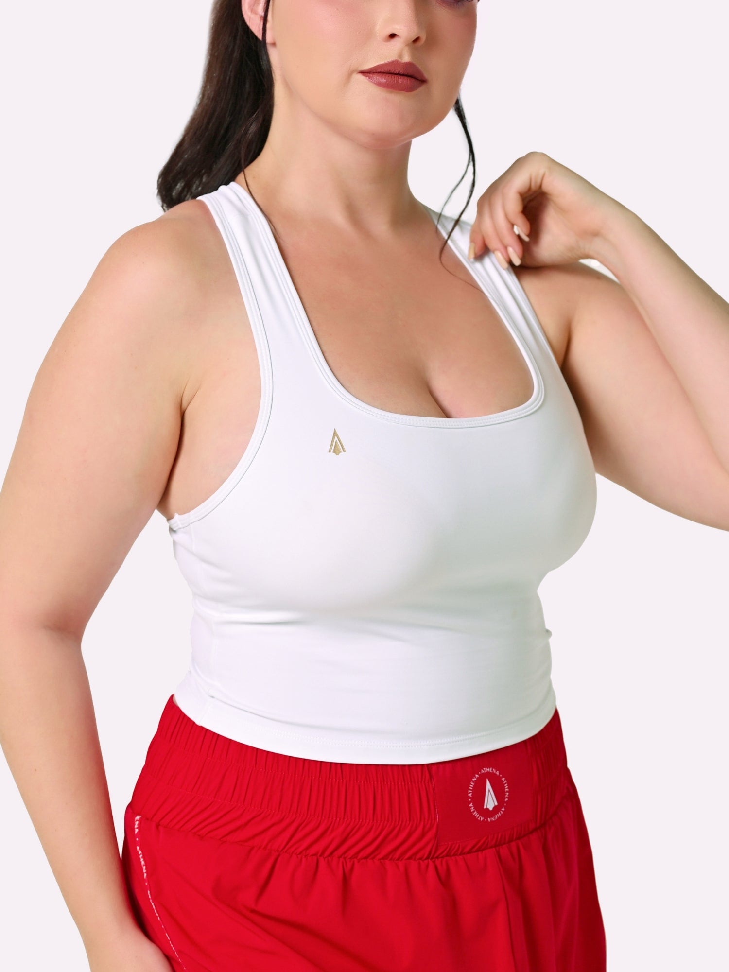 Athena Fightwear Diana Crop Top white for women built-in shelf bra