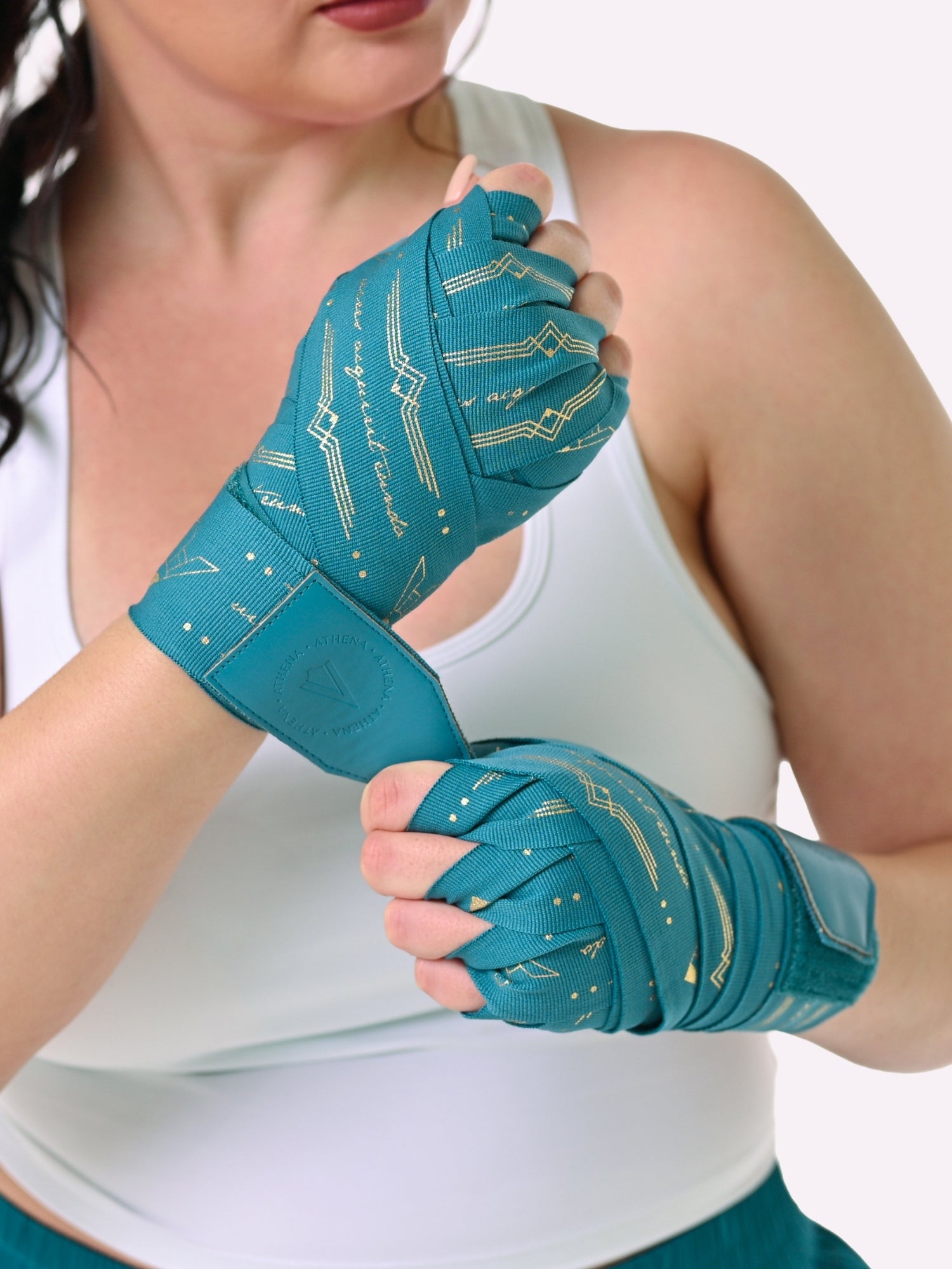Athena Fightwear Women's Boxing Handwrap Teal Gold 4.5m 3m length for muay thai boxing kickboxing MMA