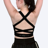 Athena Fightwear cross back sports bra for muay thai boxing kickboxing mma black gold