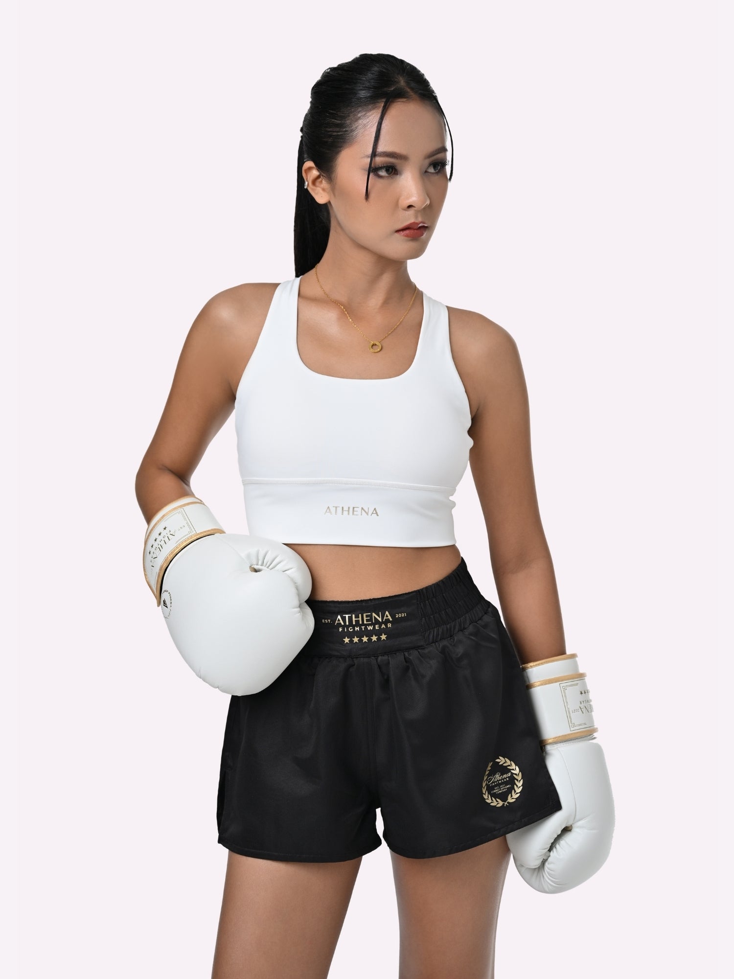 Athena Fightwear Women's Boxing Glove 12oz vintage white and gold for muay thai boxing kickboxing