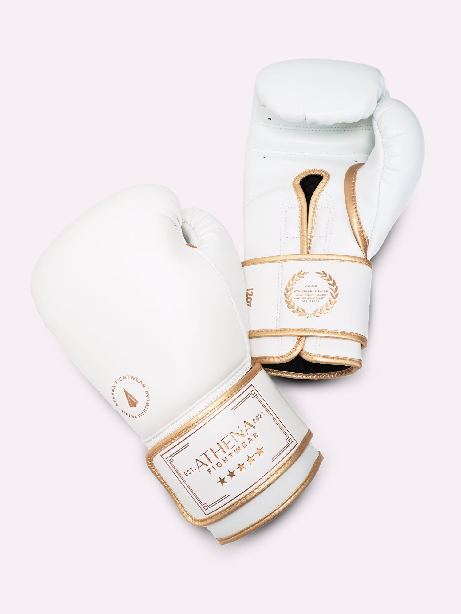 Athena Fightwear Boxing Gloves in vintage white and gold for women's boxing kickboxing muay thai