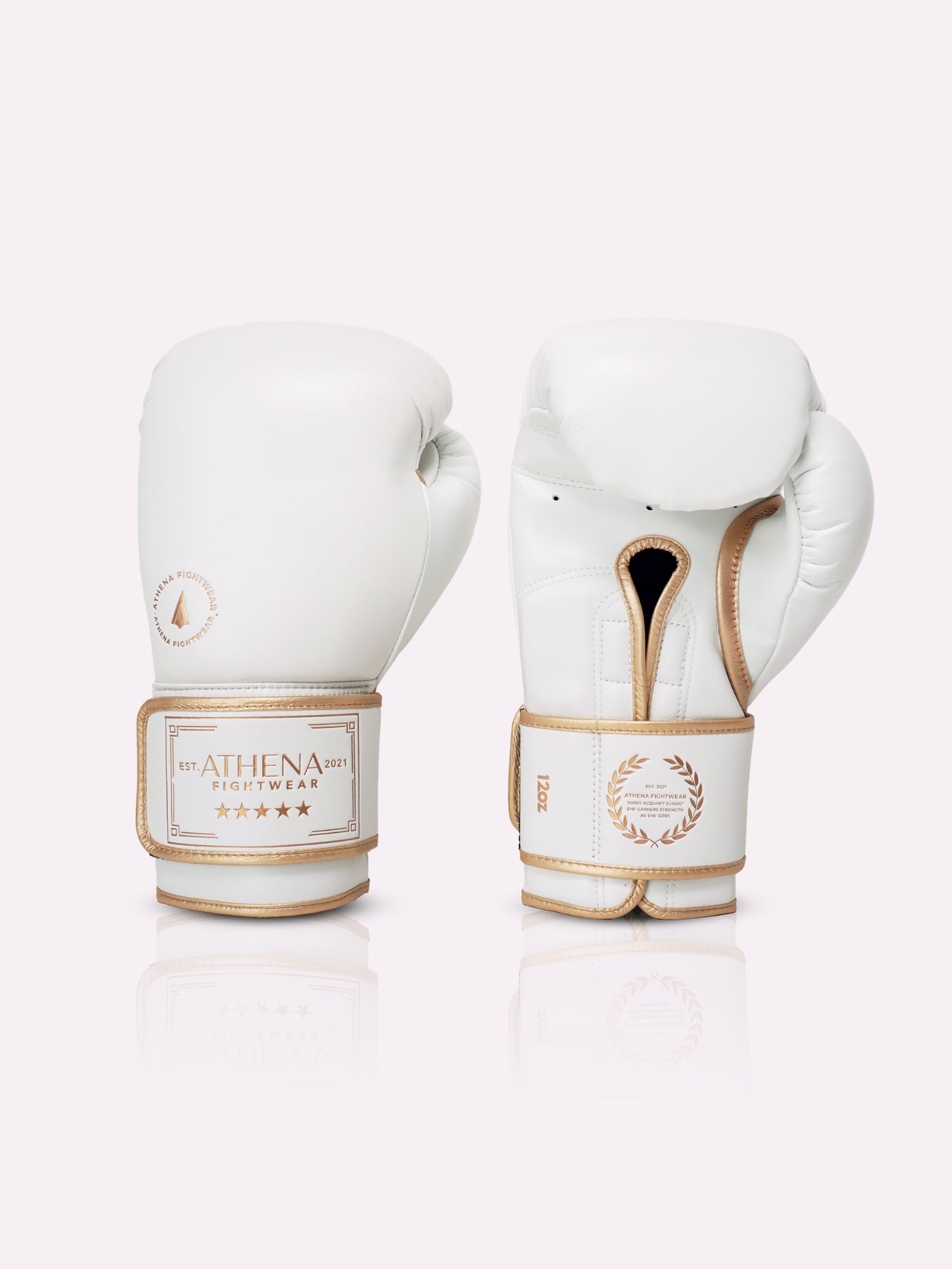 Athena Fightwear Athena Boxing Gloves in vintage white and gold for women's boxing kickboxing muay thai