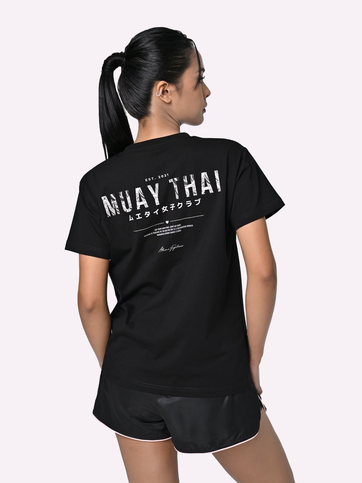 Athena Fightwear Ryoko japanese inspired muay thai t shirt kanji black pink