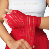 Athena Fightwear Nerio pretty chic red gold handwraps for women's boxing muay thai kickboxing mma