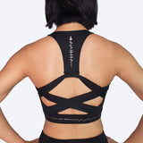 Athena Fightwear Nerio mediumline pretty chic crop top cross back black and gold women's boxing muay thai kickboxing bjj mma martial arts