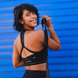 Athena Fightwear Nerio mediumline pretty chic crop top cross back black and gold women's boxing muay thai kickboxing bjj mma martial arts