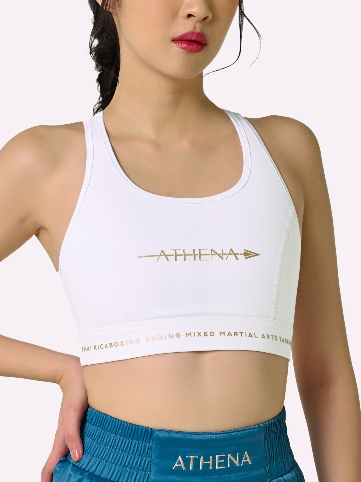 Athena Fightwear Thessalia Sports Bra white gold with built-in chest bra padding