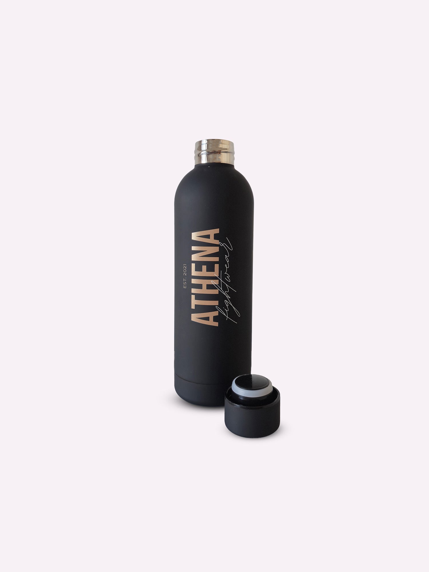 Athena Fightwear stainless steel black matte water bottle 500ml