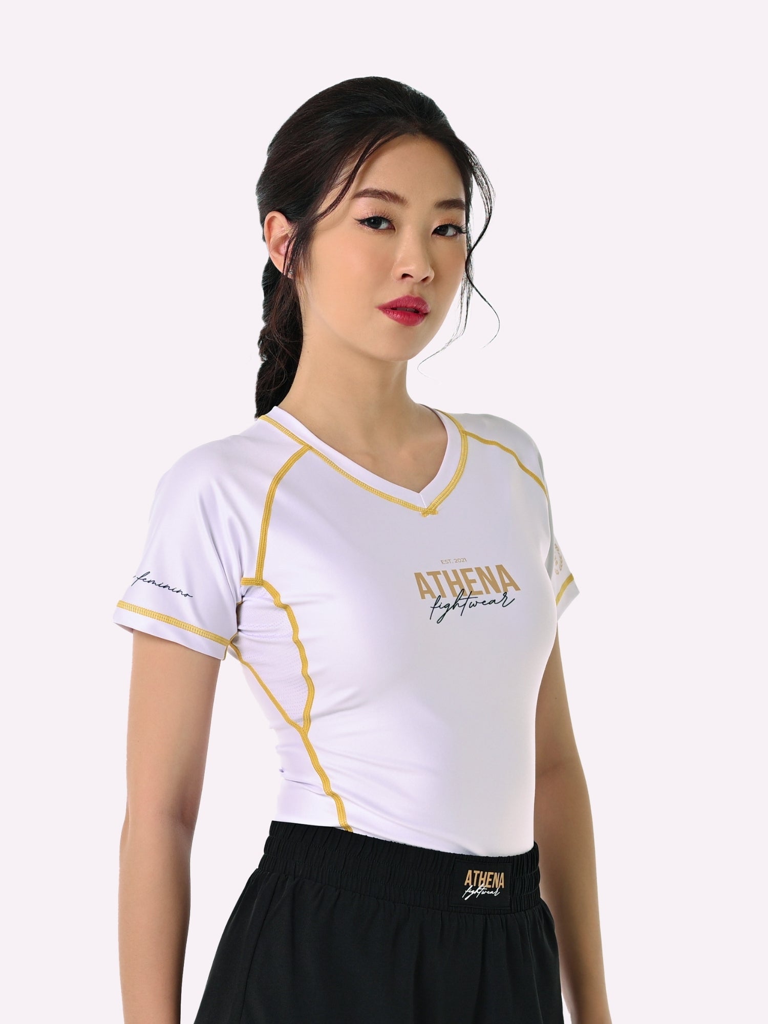 Athena Fightwear Athena Women's BJJ Nogi Rashguard white for the female body