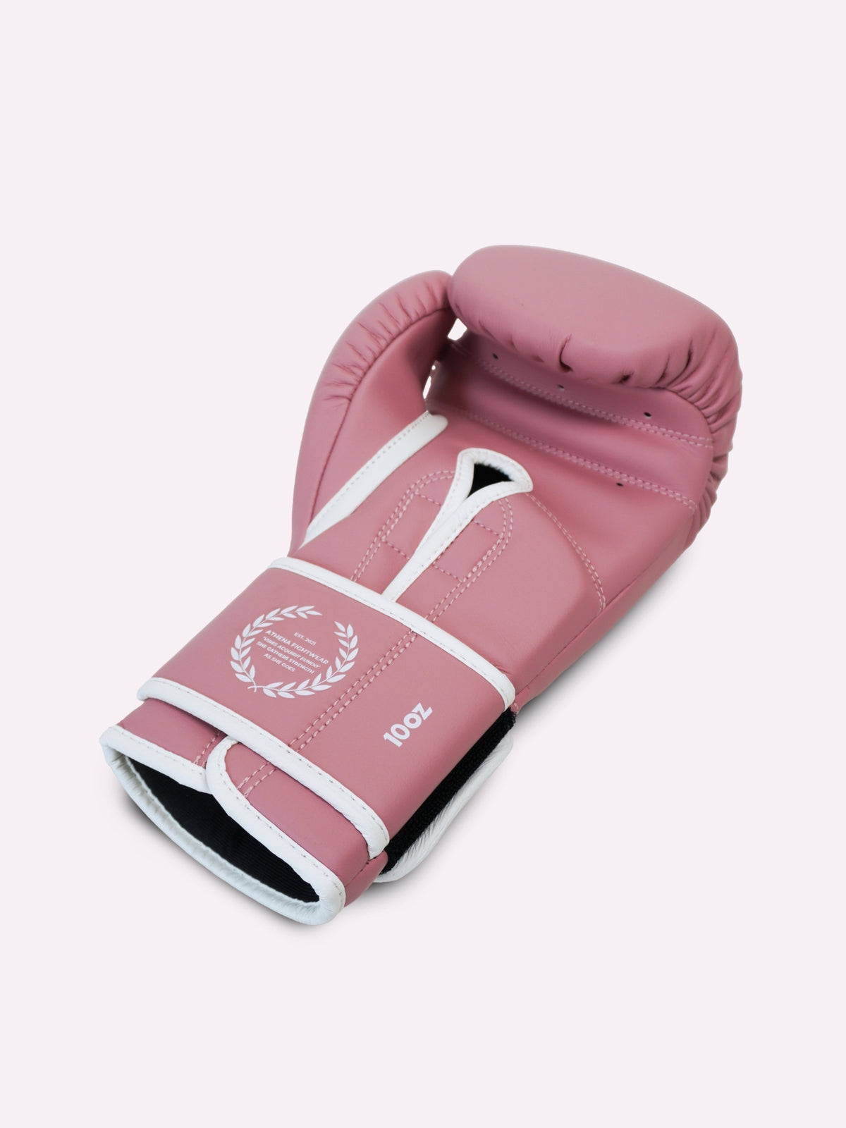 Palm side of an orchid pink Athena boxing glove showing the snug cage for smaller hands